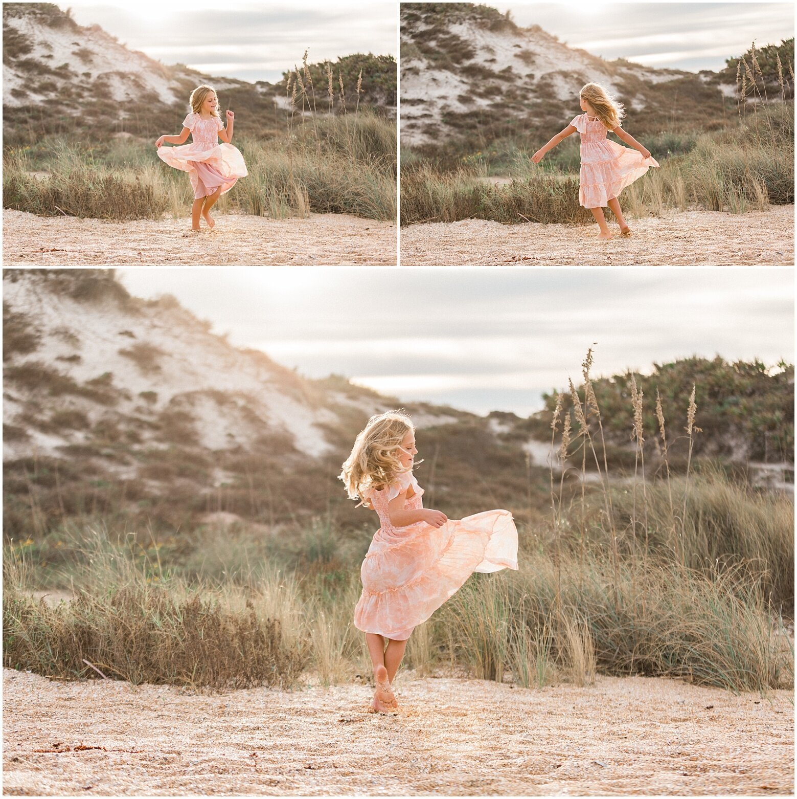 A girl dancing at the beach - posing and outfit ideas for a family session in Ponte Vedra Beach, FL