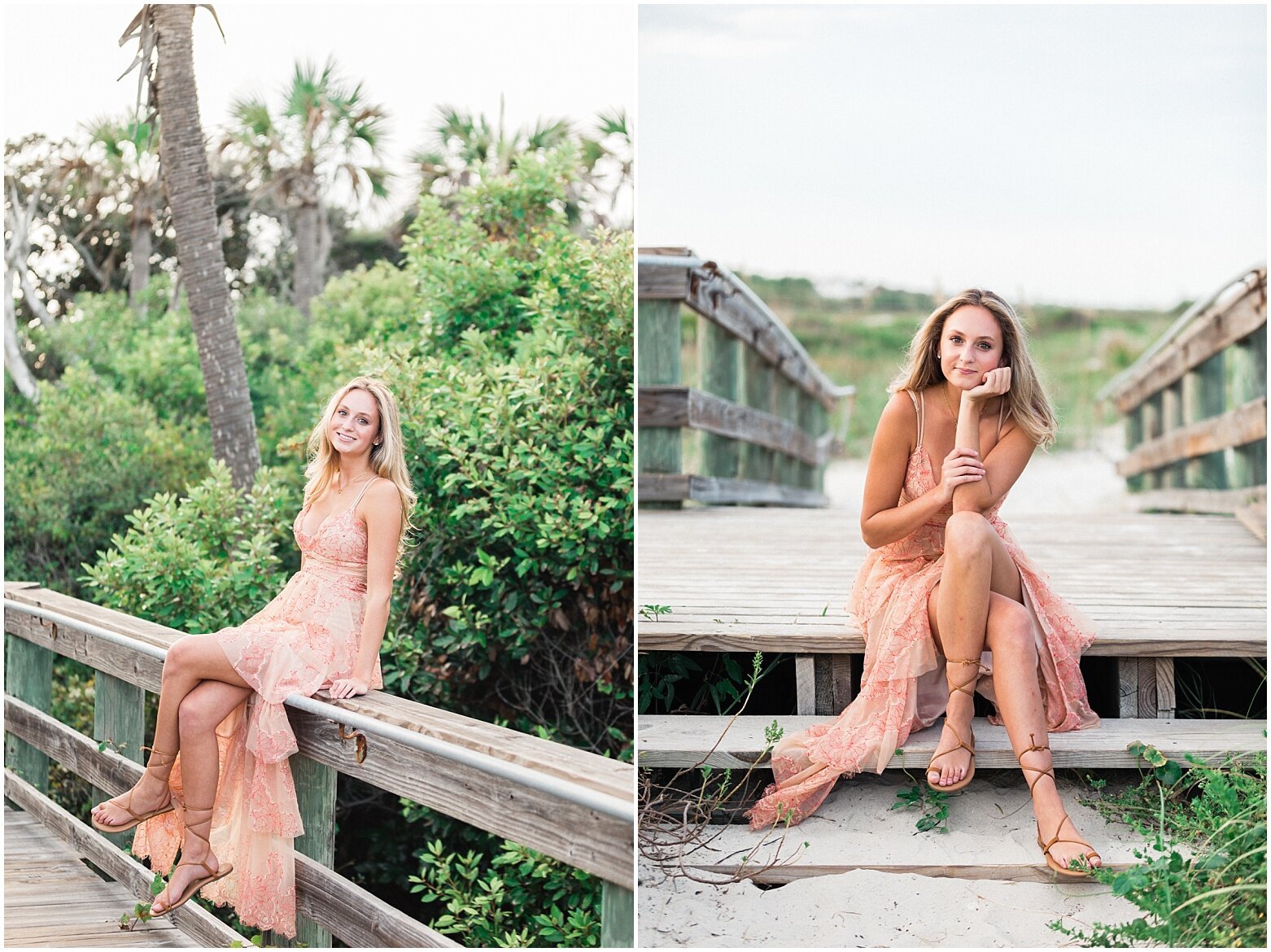 beach senior pictures during sunset in north florida