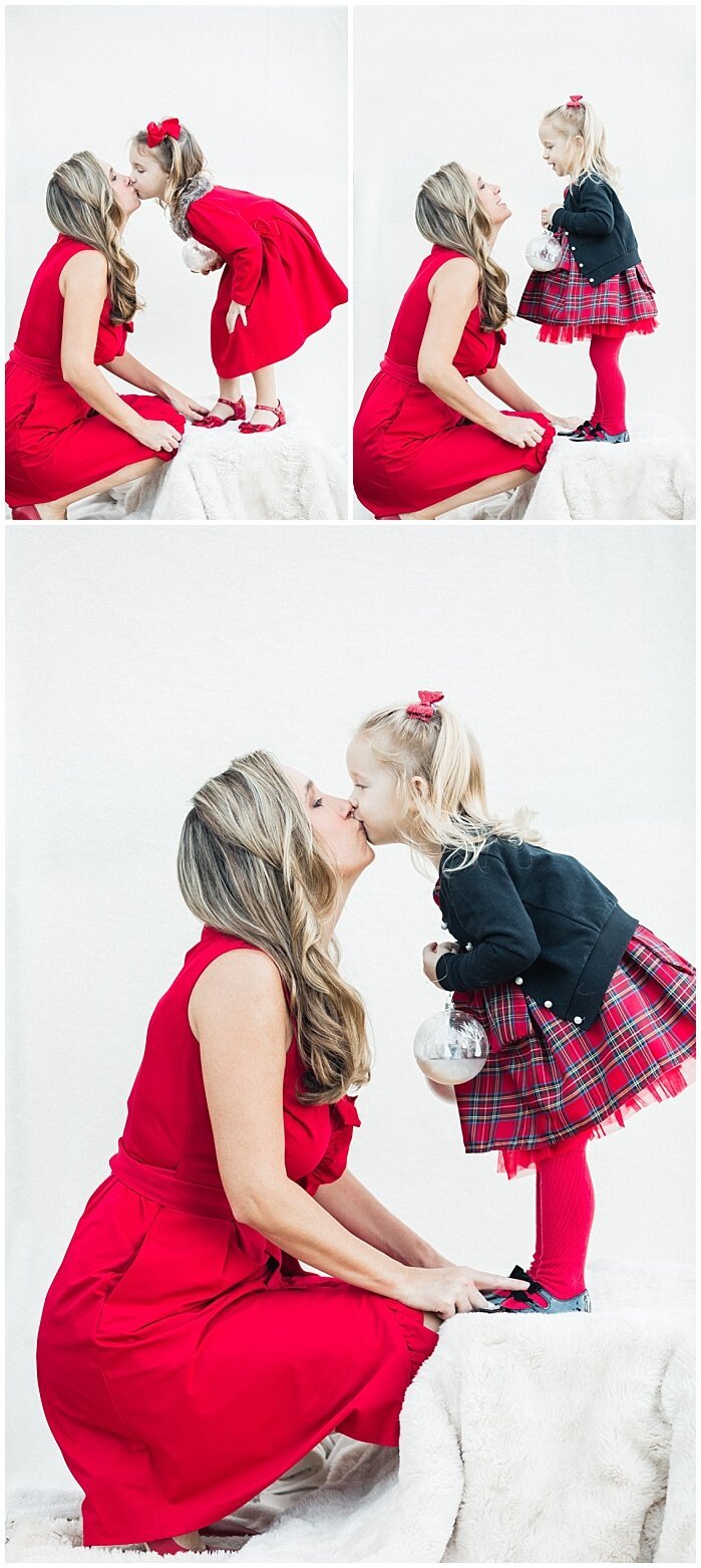 Mommy and daughter pictures in Holiday/Christmas outfits