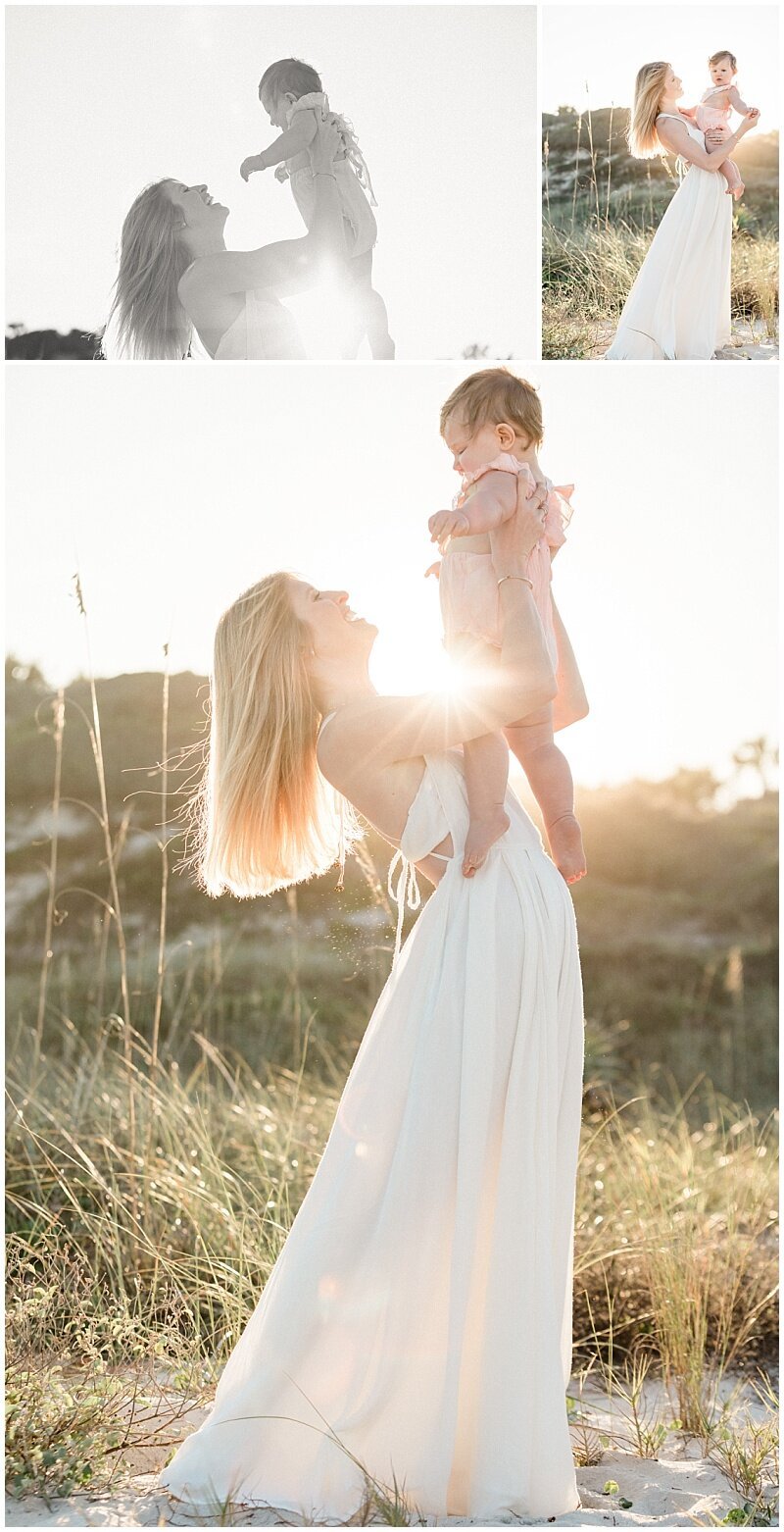 stunning sunset images at the beach with mommy and daughter