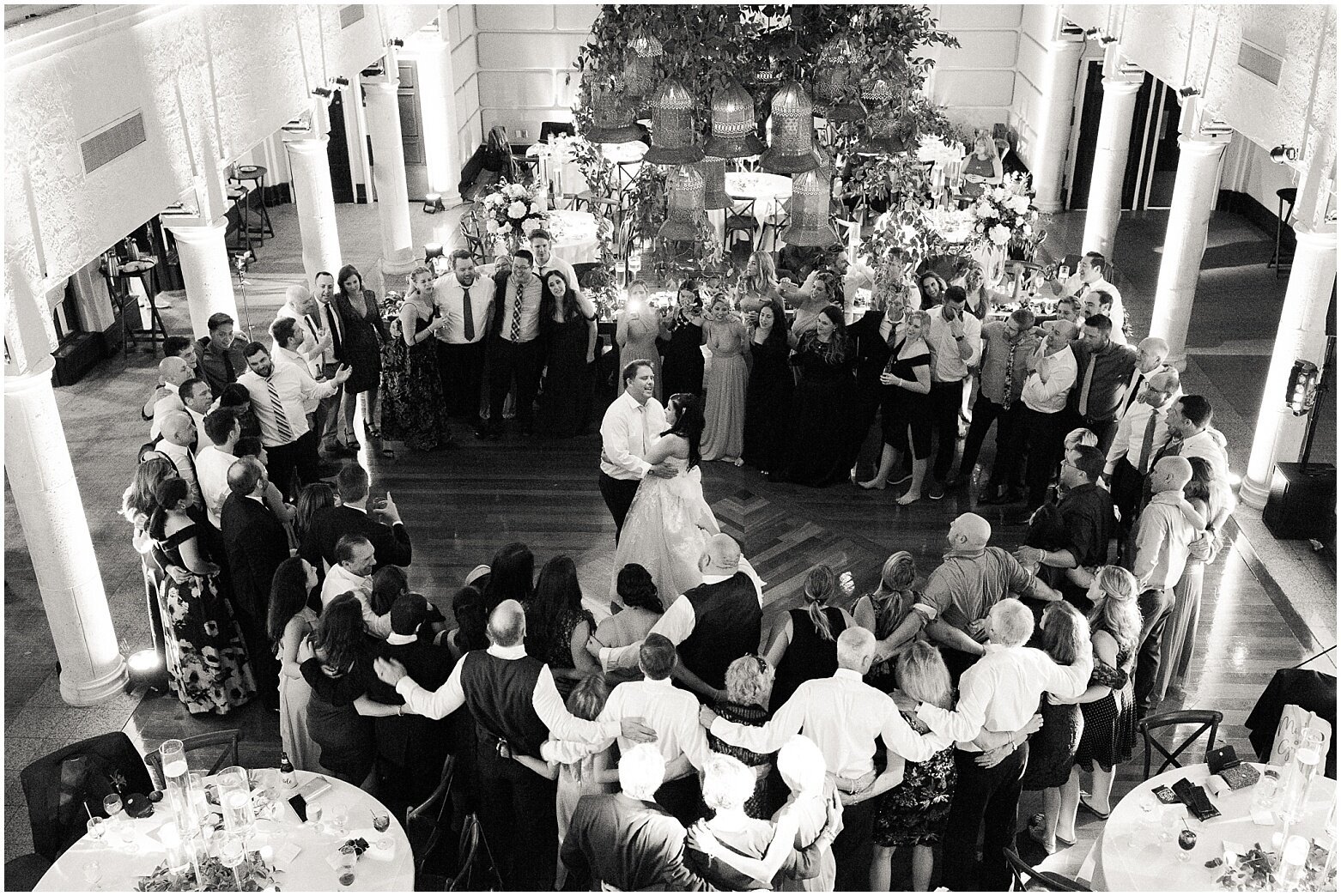 last dance - guests making a big heart for the bride and groom