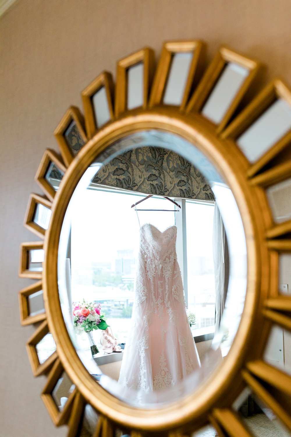 Bride's wedding dress in Omni downtown Jacksonville