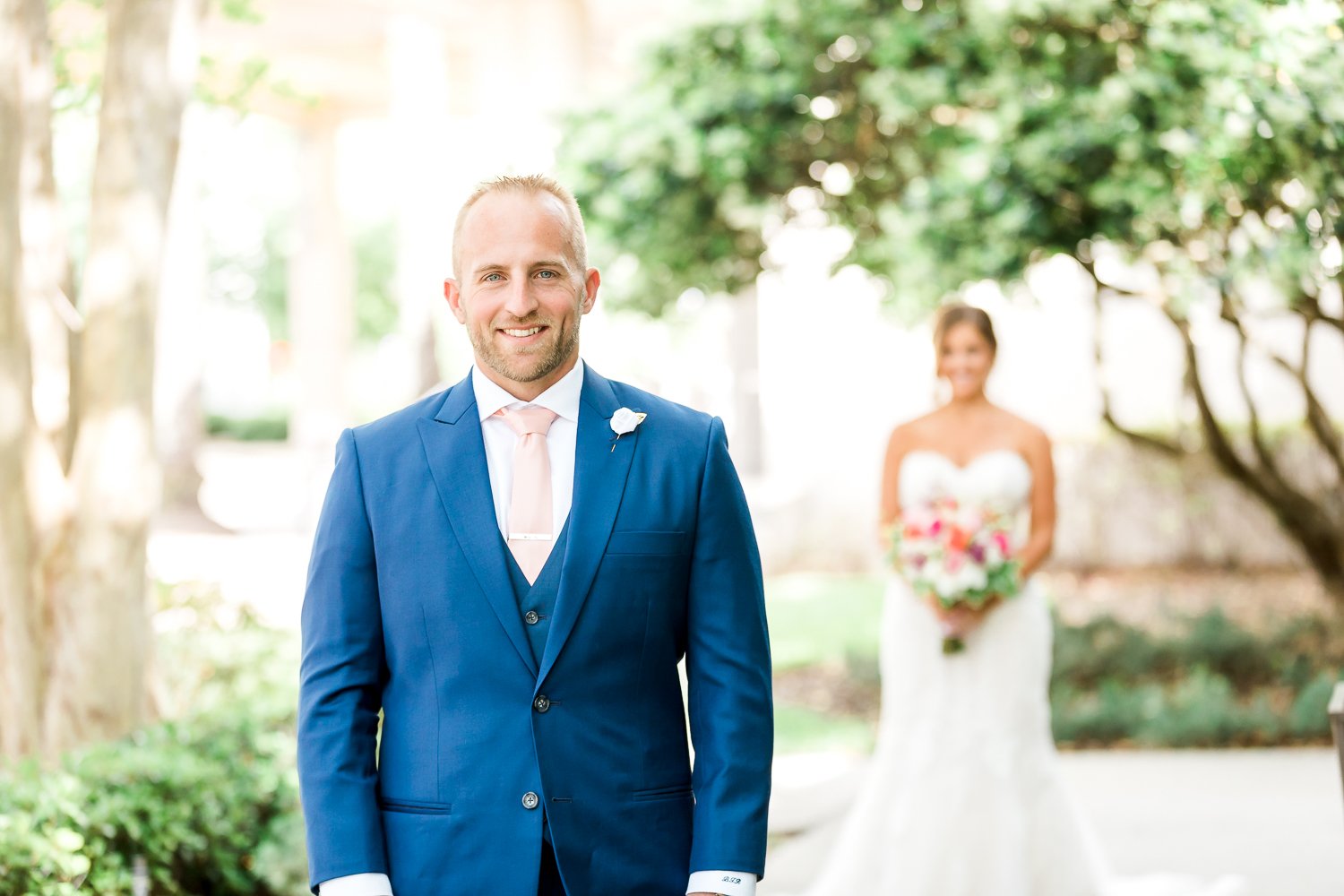 Bride and groom's first look in Jacksonville, FL