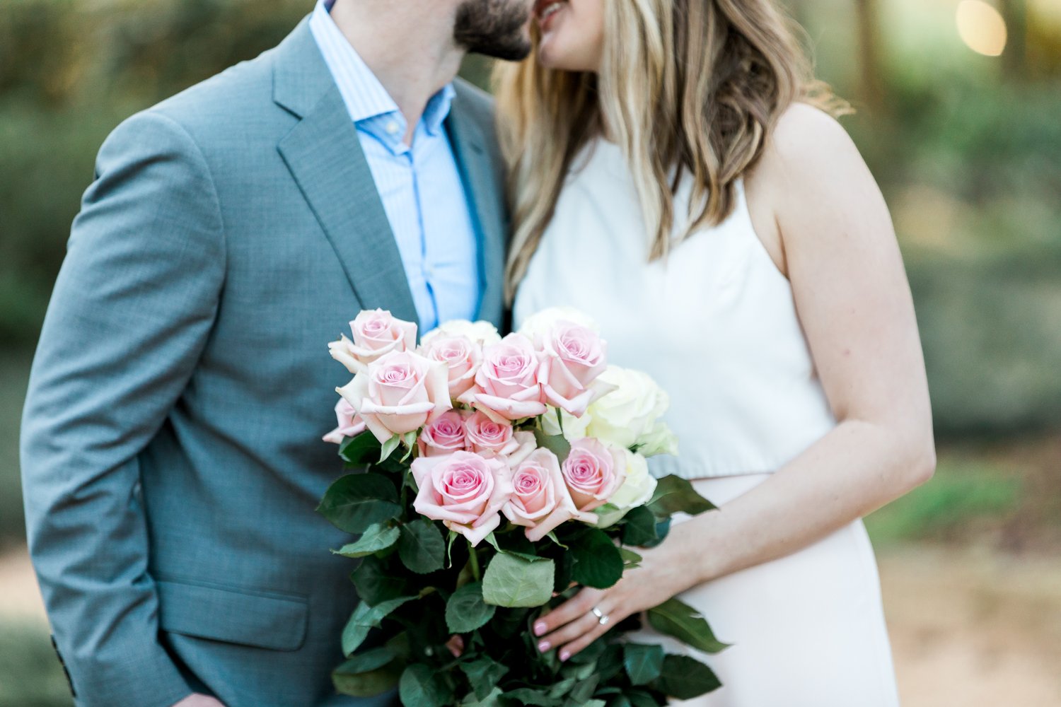 couple kissing during engagement session