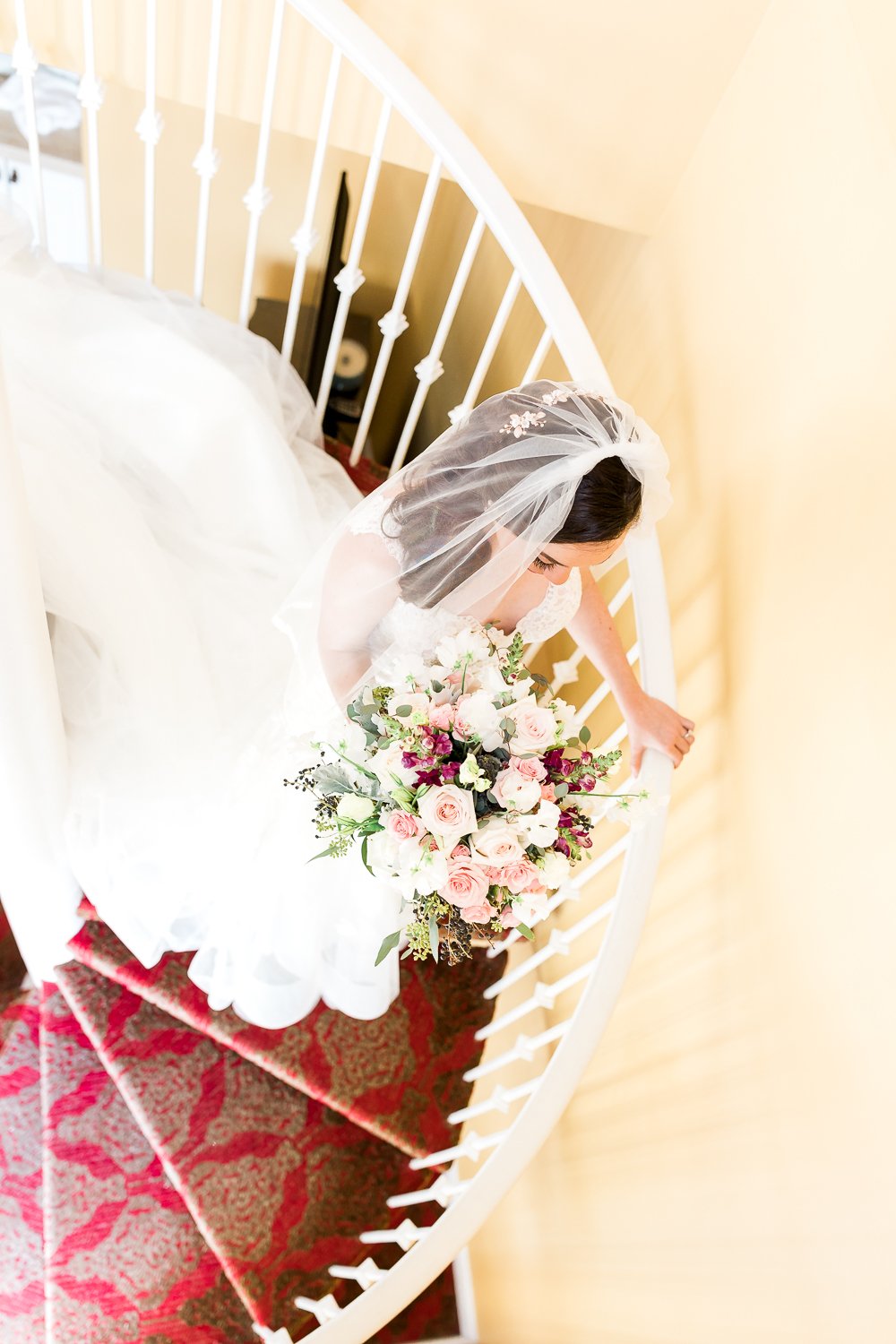 bride walking down the stairs