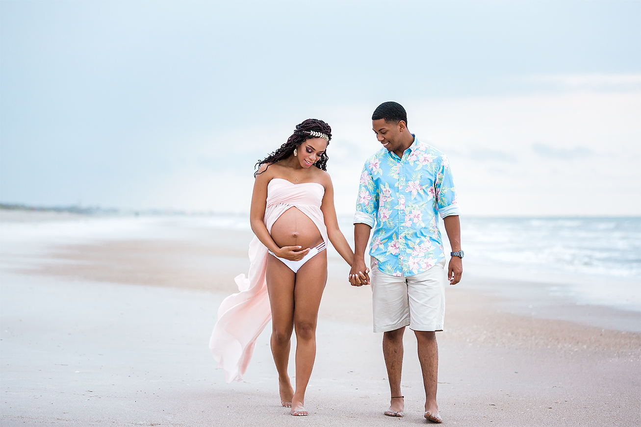 mommy-to-be in sew trendy gown in jacksonville beach