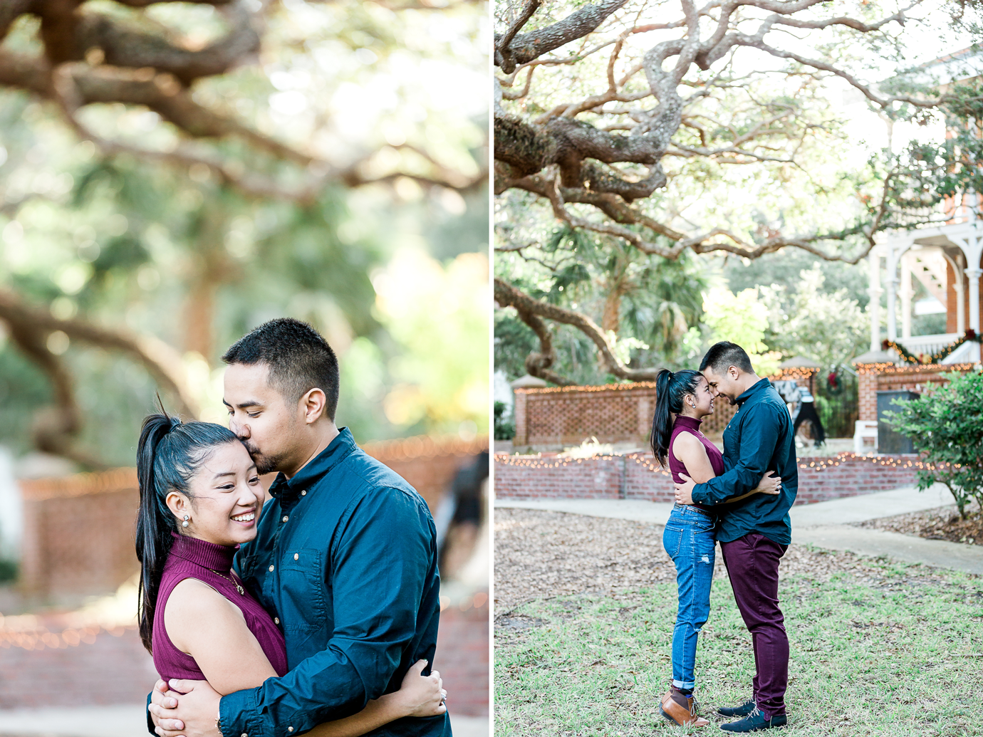 engagement photos in st.augustine lighthouse. Nights of Lights photoshoot