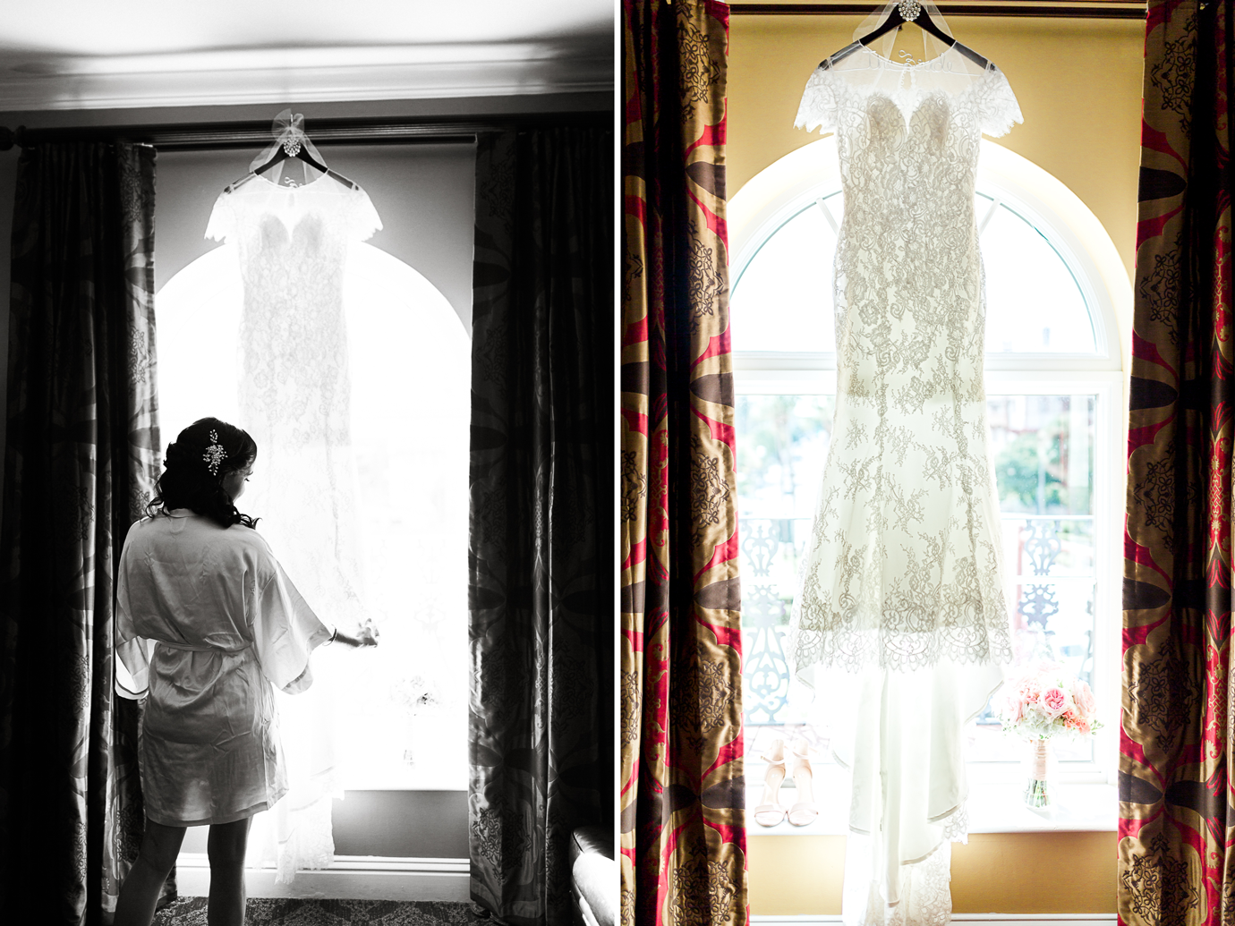 bride and her dress in casa monica