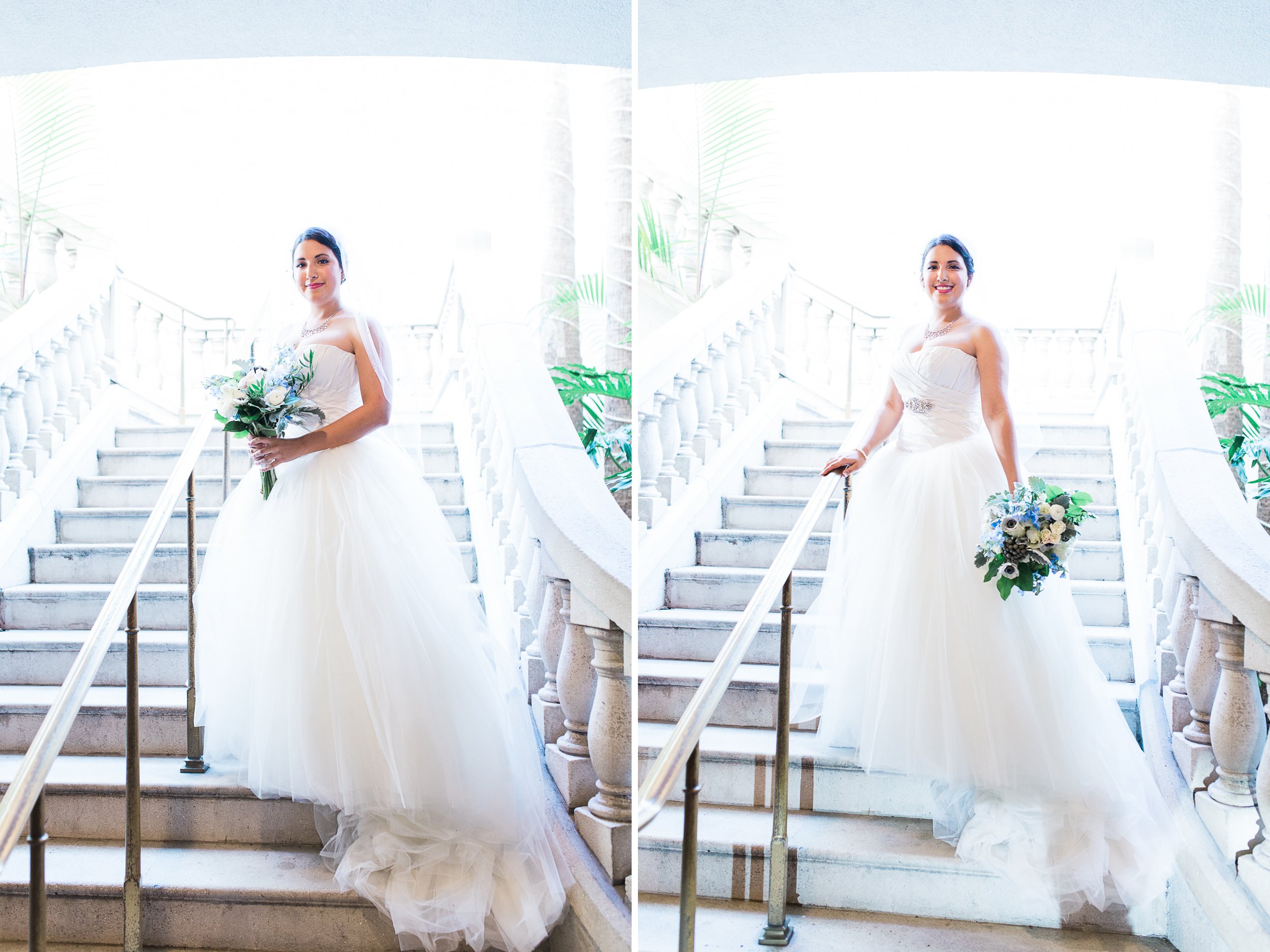 Bride in the staircase in Casa Monica Hotel