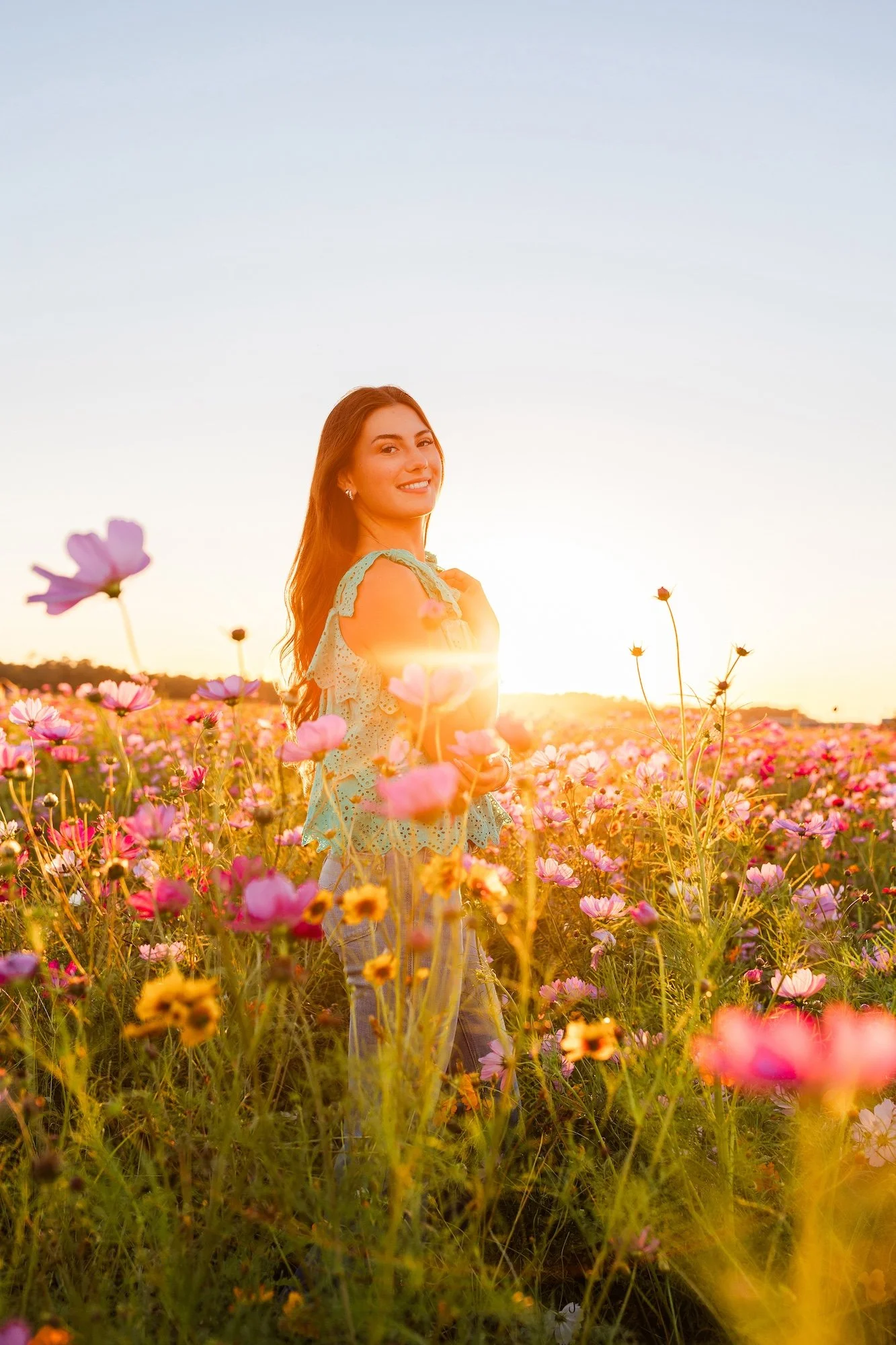golden hour sunset wildflower photoshoot near Ponte vedra fl