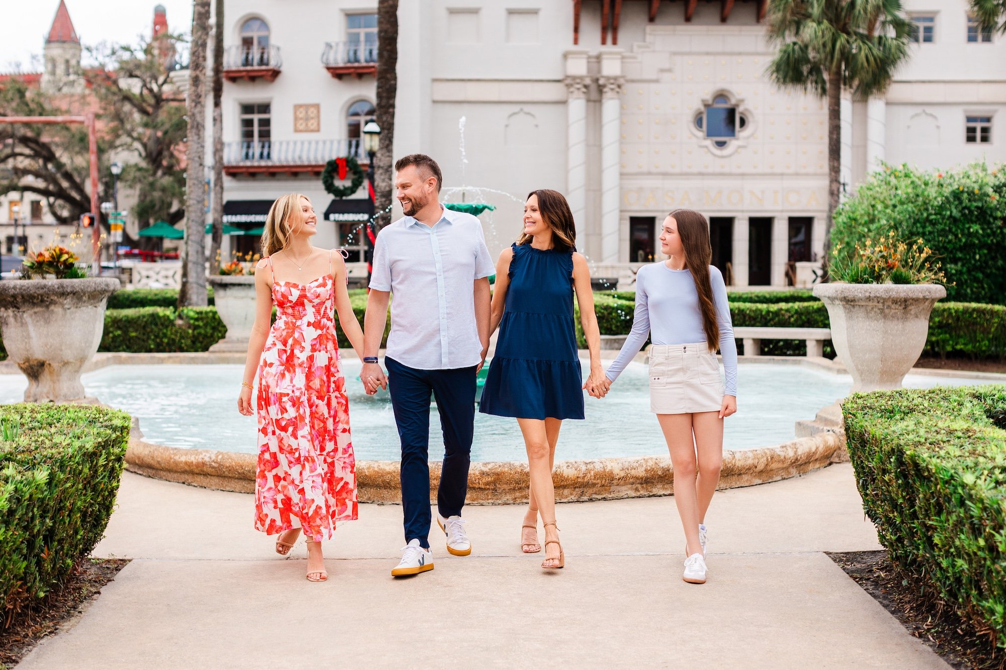 family pictures in downtown st.augustine with teenage children