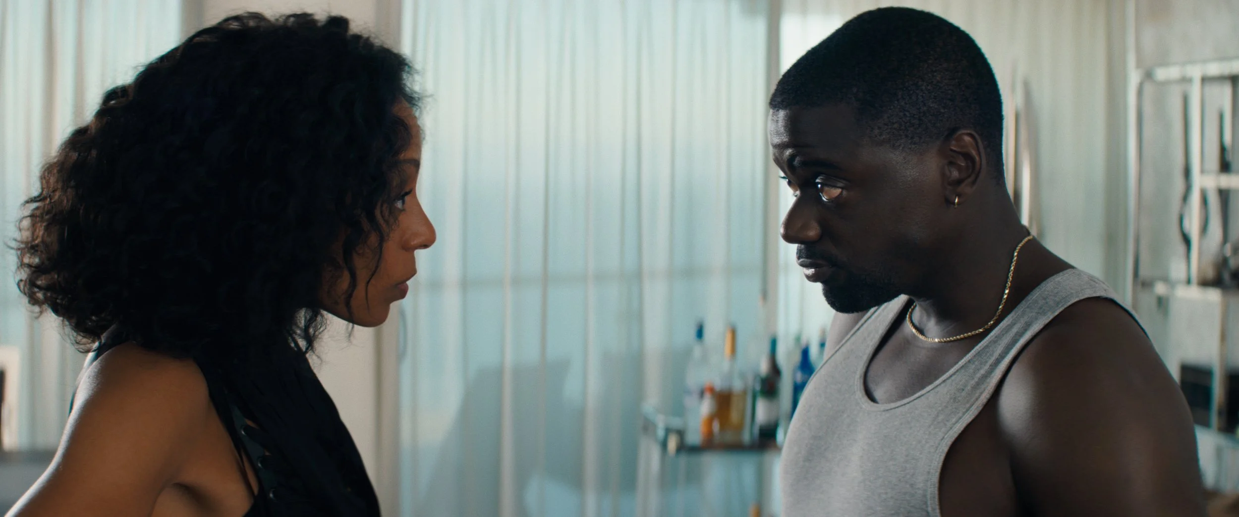 (L-R) Rosalind Eleazar, Daniel Kaluuya Credit: Courtesy of A24.