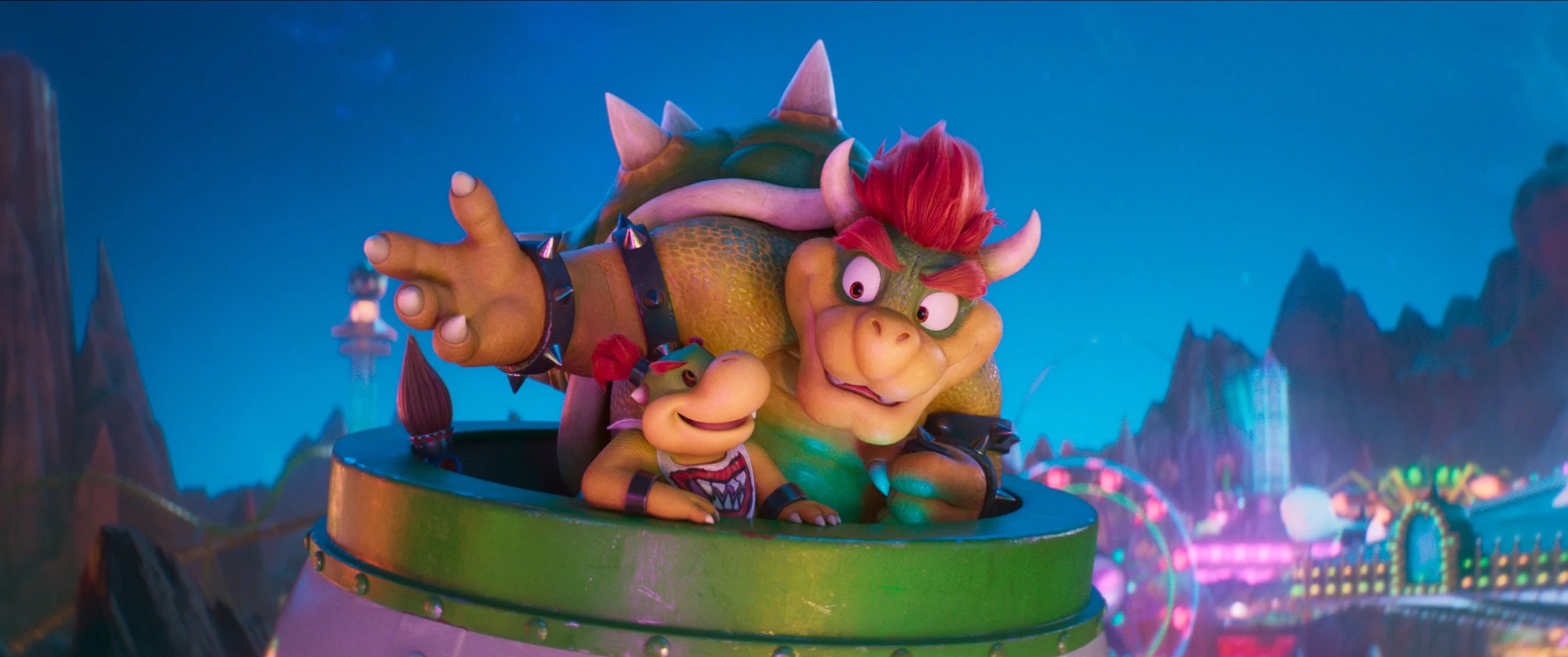 L to R: Bowser Junior and Bowser in Nintendo and Illumination’s The Super Mario Galaxy Movie, directed by Aaron Horvath and Michael Jelenic.	 Copyright	© Nintendo and Universal Studios. All Rights Reserved.