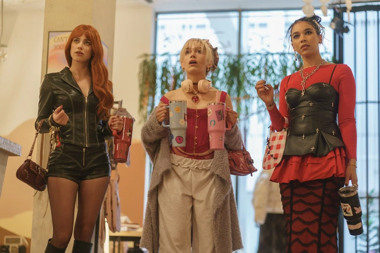 Alexandra Shipp, Lili Reinhart, and Victoria Pedretti in Meredith Alloway’s FORBIDDEN FRUITS. Courtesy of Sabrina Lantos. An Independent Film Company and Shudder Release.