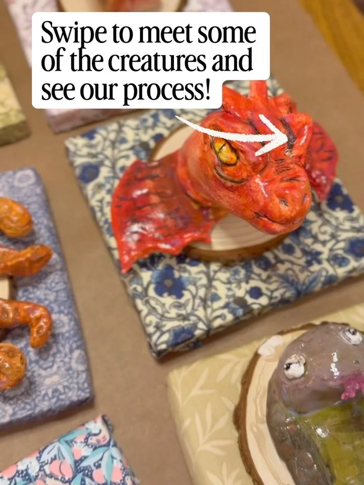 Well, it was hard to see these sculptures leave the studio this week.

Intermediate Studio artists created creatures as well as a narrative, and habitat to accompany their work. This project was centered around observational sculpting, color theory, 