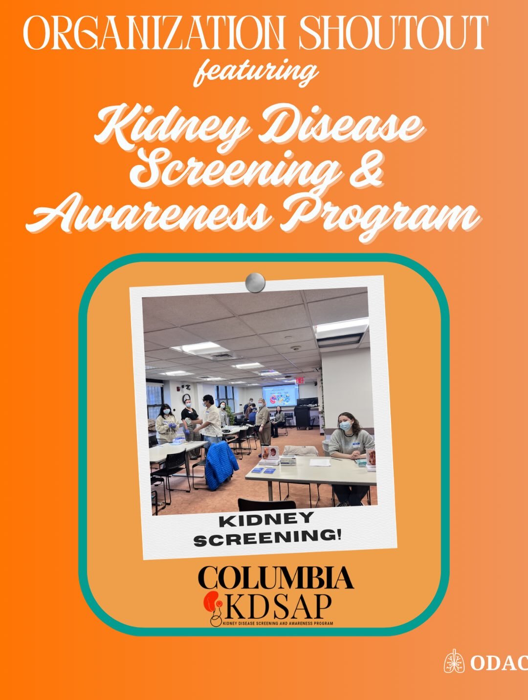 Today we&rsquo;re celebrating the student-run organization, Kidney Disease Screening &amp; Awareness Program&mdash; a group dedicated to helping community members learn about kidney health and how their own kidneys are doing. Catching earlier forms o