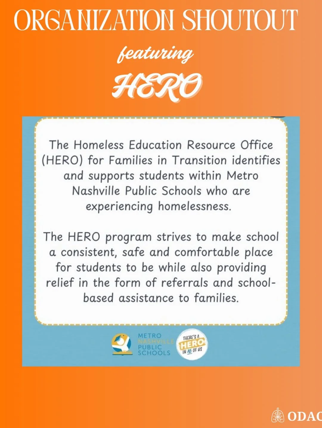 Today&rsquo;s YAM feature is HERO (Homeless Education Resource Office) for Families in Transition. They support students within Metro Nashville Public Schools who are experiencing homelessness. Their range of programming and events aims at meeting a 