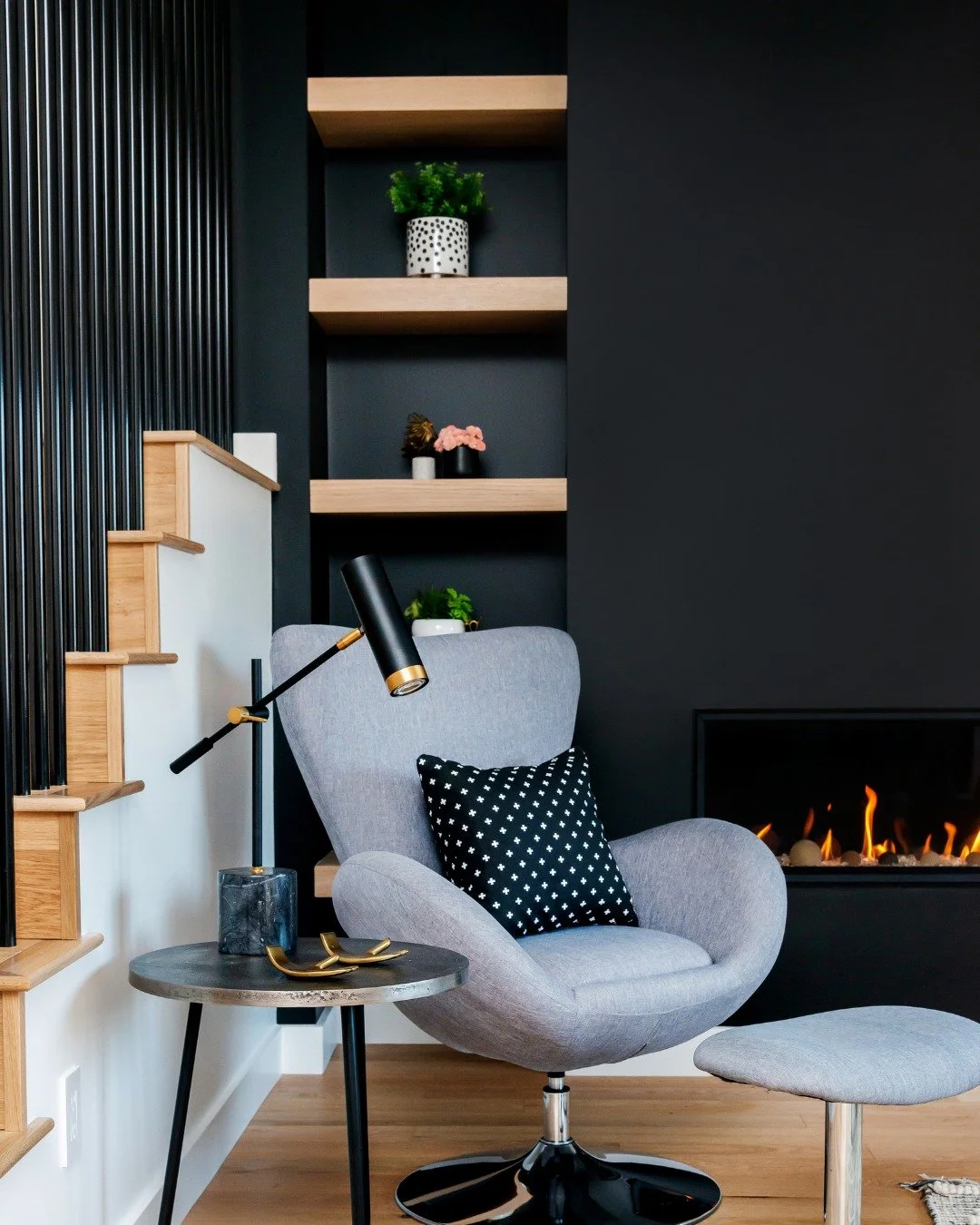 Design challenge: create a two-storey home that feels authentically midcentury modern.

Challenge accepted.

Midcentury homes are traditionally known for their low-slung rooflines and bungalow-style layouts, so bringing that same character to a two-s