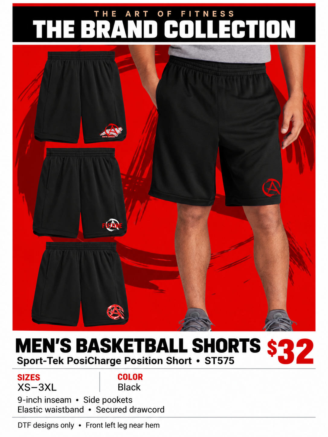 SPORT-TEK MEN’S BASKETBALL SHORTS