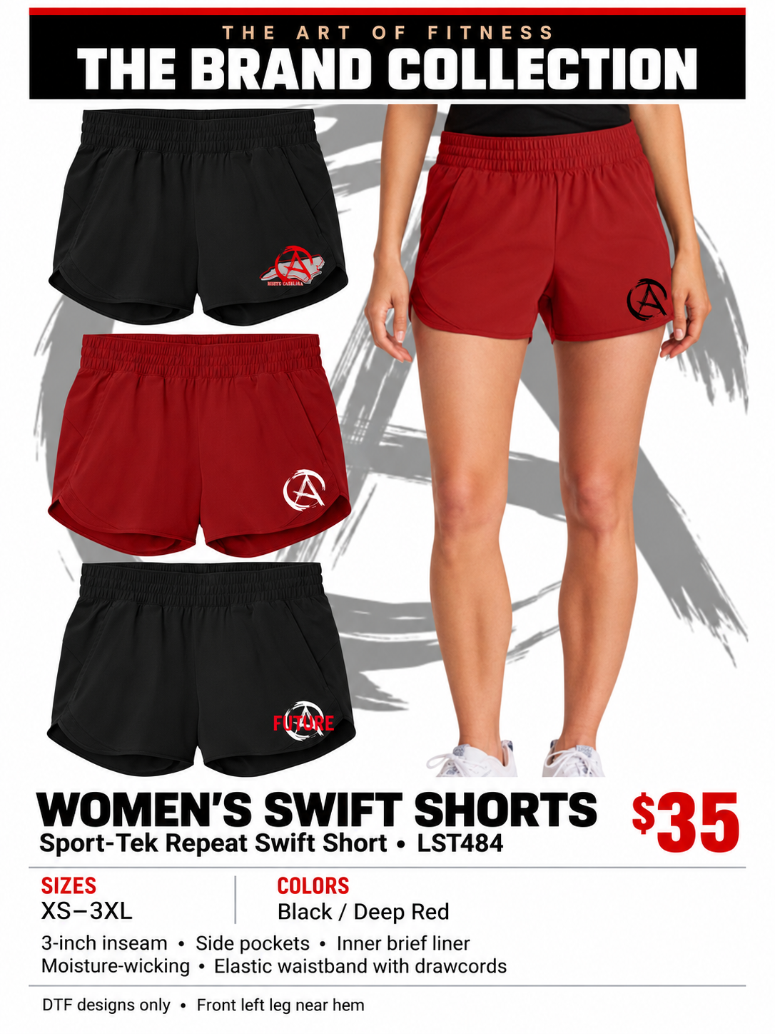 SPORT-TEK WOMEN’S REPEAT SWIFT SHORTS
