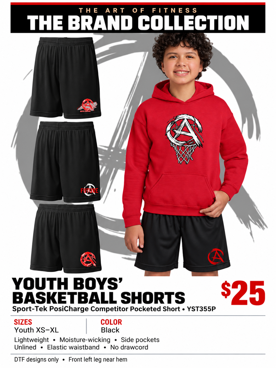 SPORT-TEK YOUTH BOYS’ BASKETBALL SHORTS
