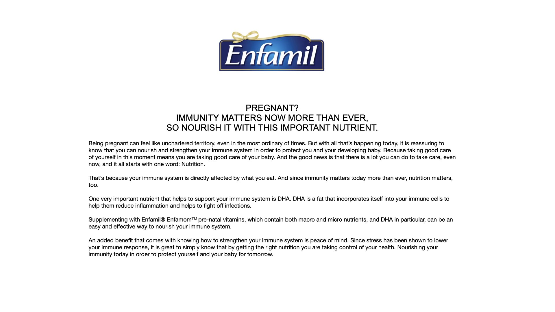 Enfamil Covid Era nutrition articles