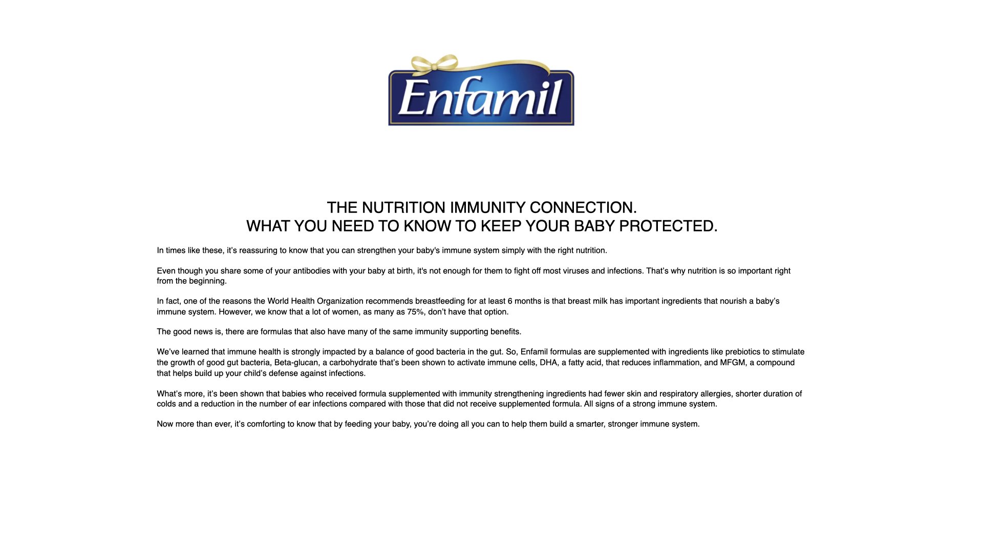 Enfamil Covid Era nutrition articles