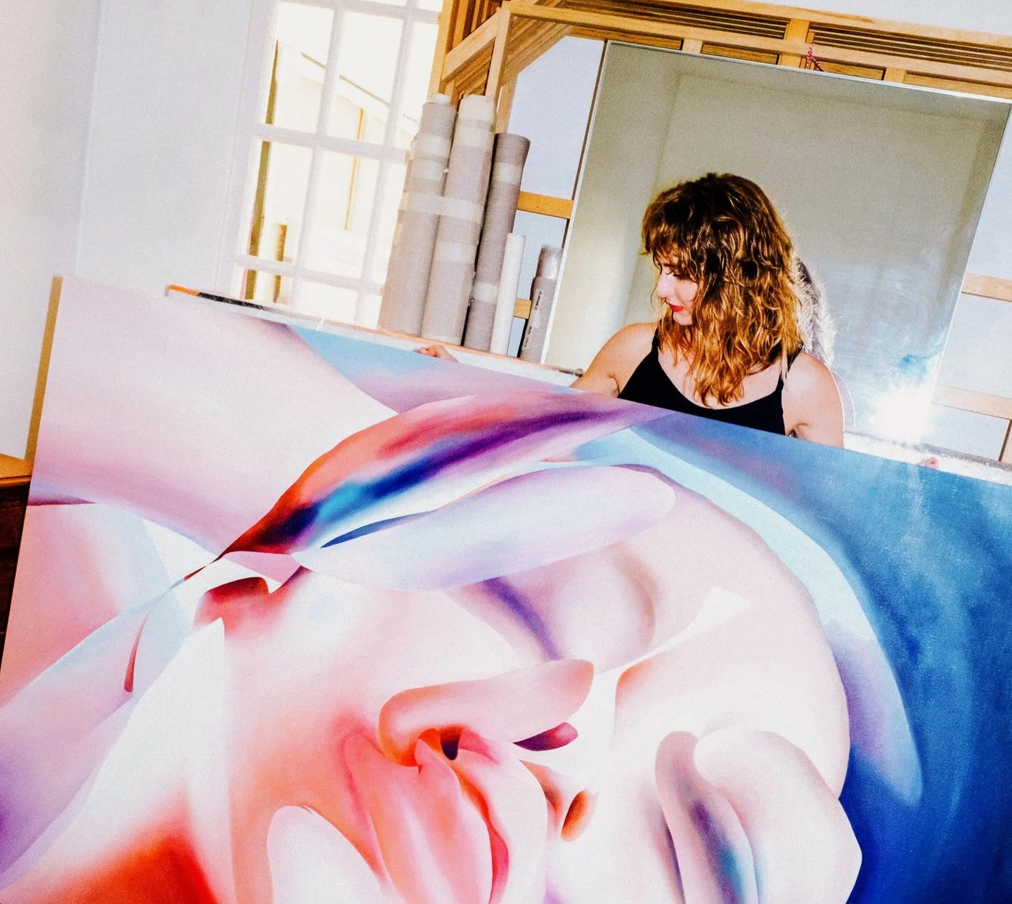 We met with Angela Santana to speak about painting as a way of processing experience and the role the studio plays in shaping her work.

Looking back at an early moment in her practice, Santana recently revisited a photograph from her first studio in