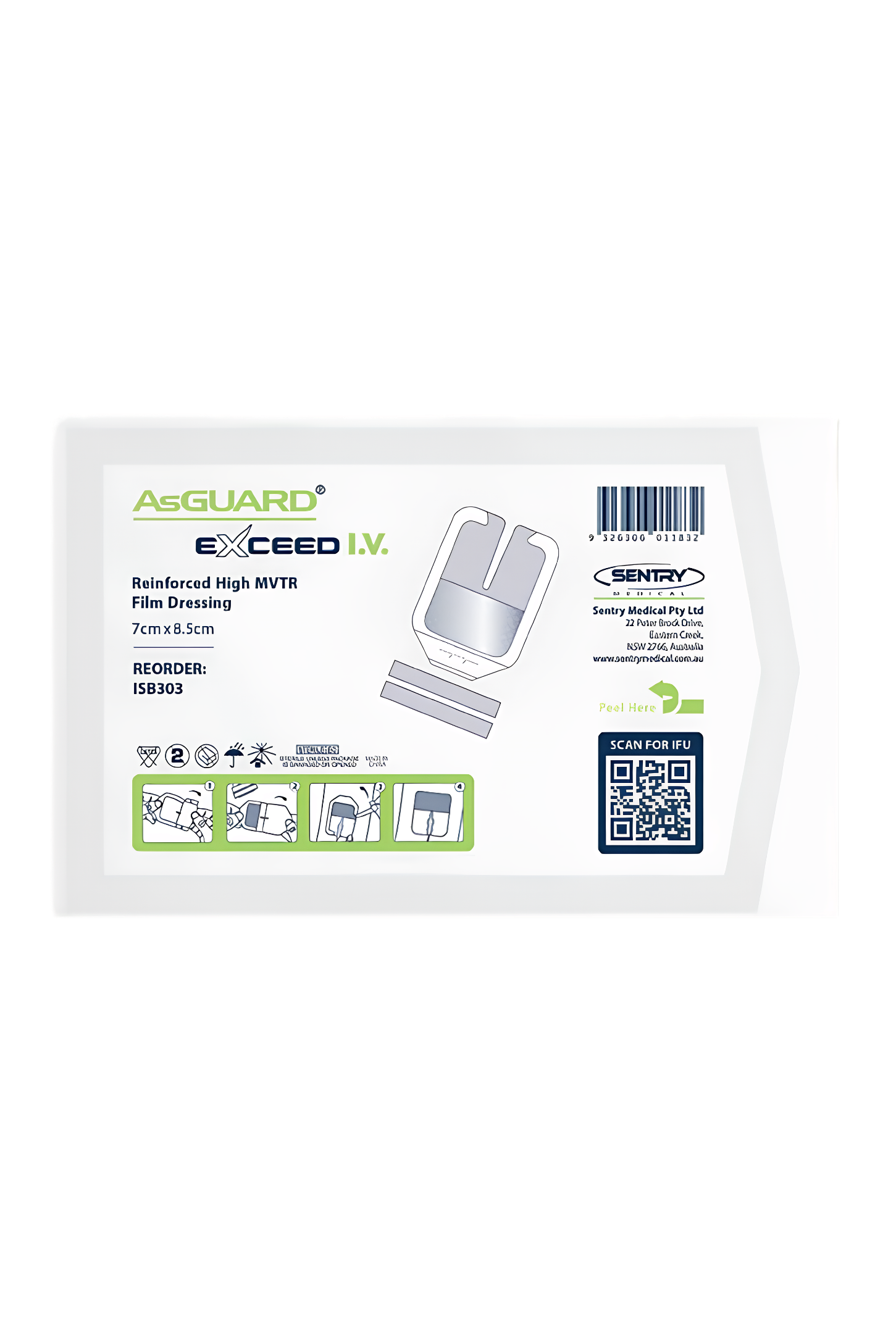 AsGUARD Exceed IV Film Dressing 7cm x 8.5cm Box 100