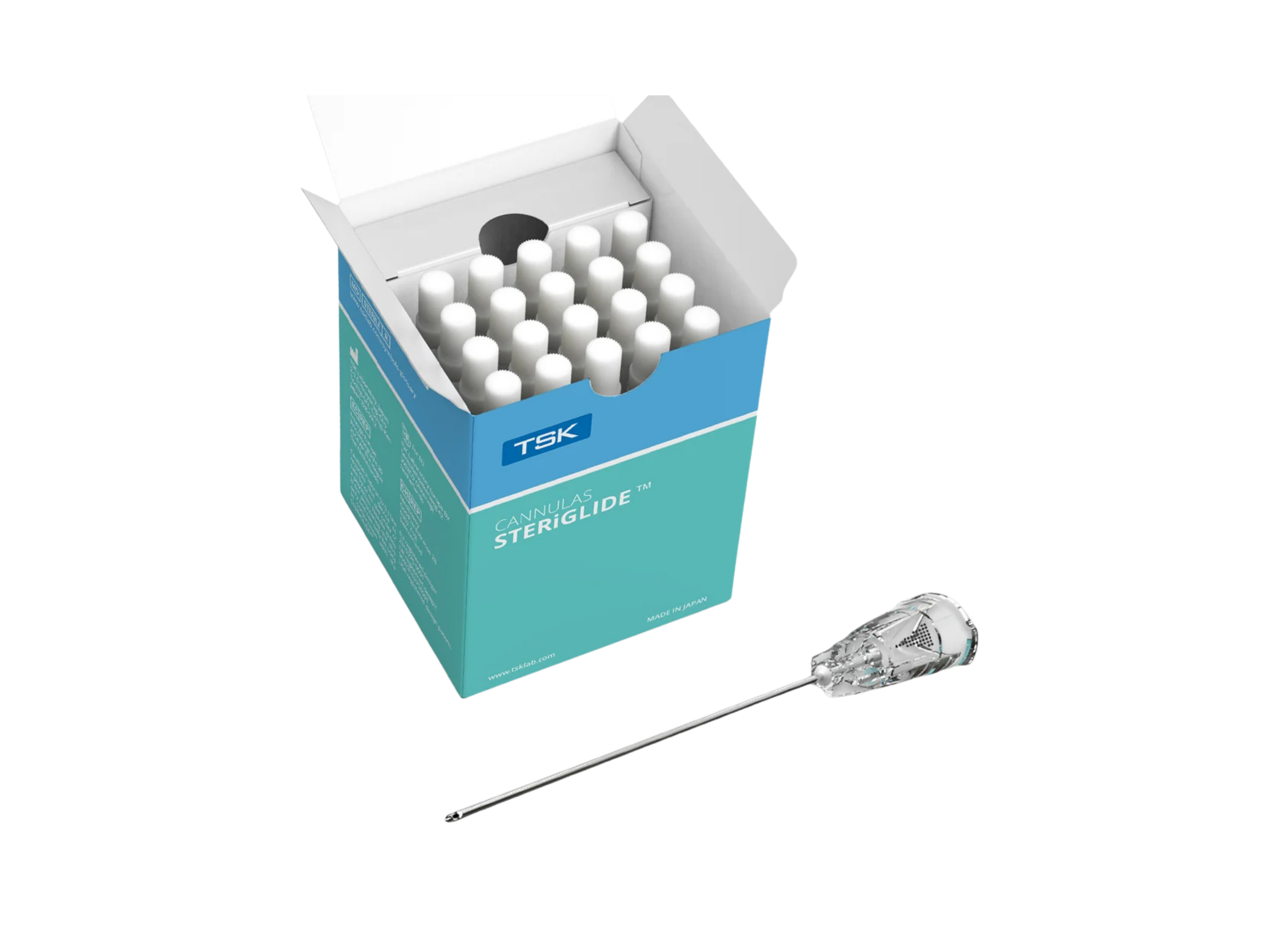 TSK STERiGLIDE cannula range available in 22G to 30G gauges and multiple lengths