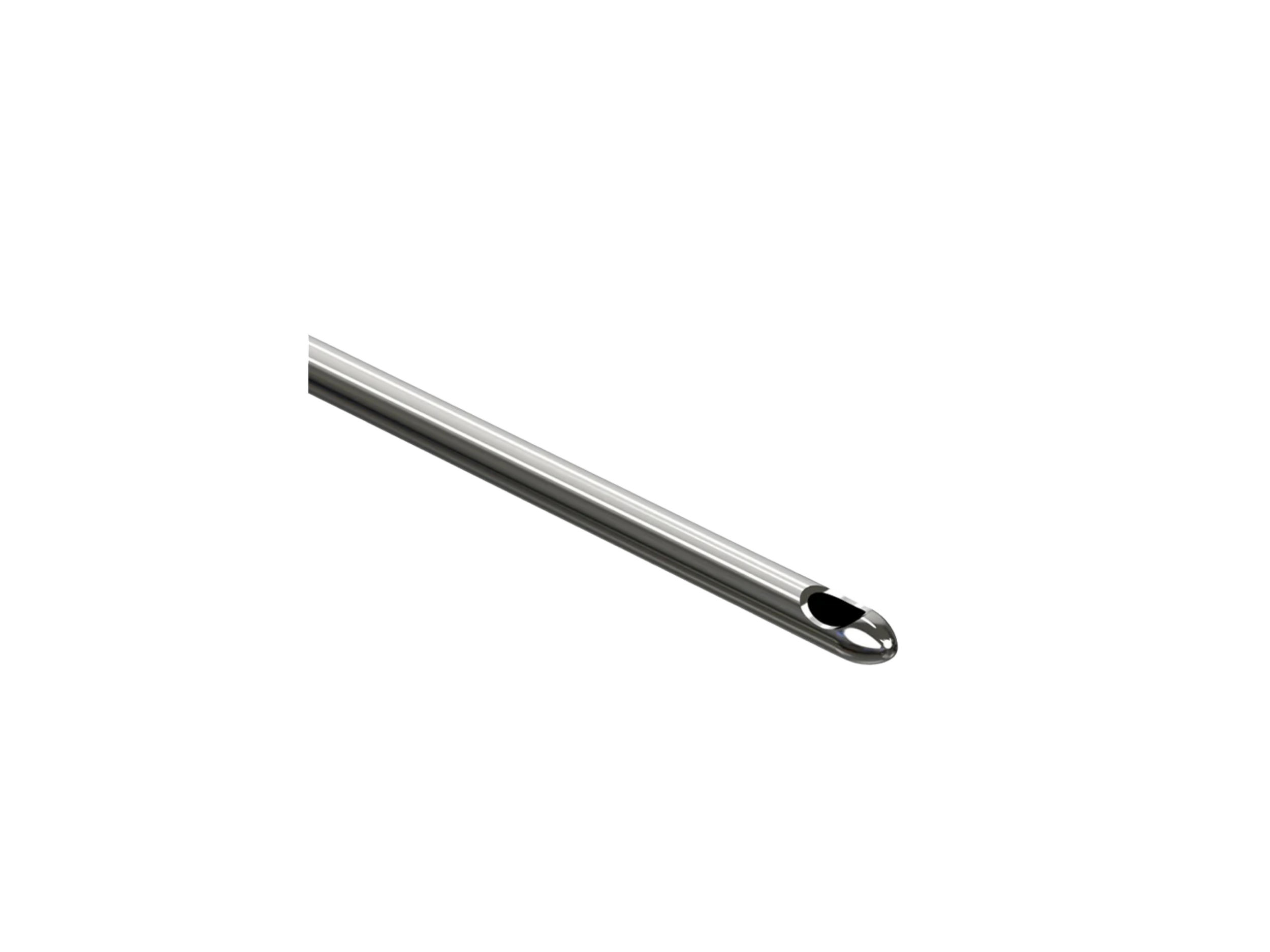 Close-up of patented dome-shaped tip on TSK STERiGLIDE cannula for easier insertion and less bruising
