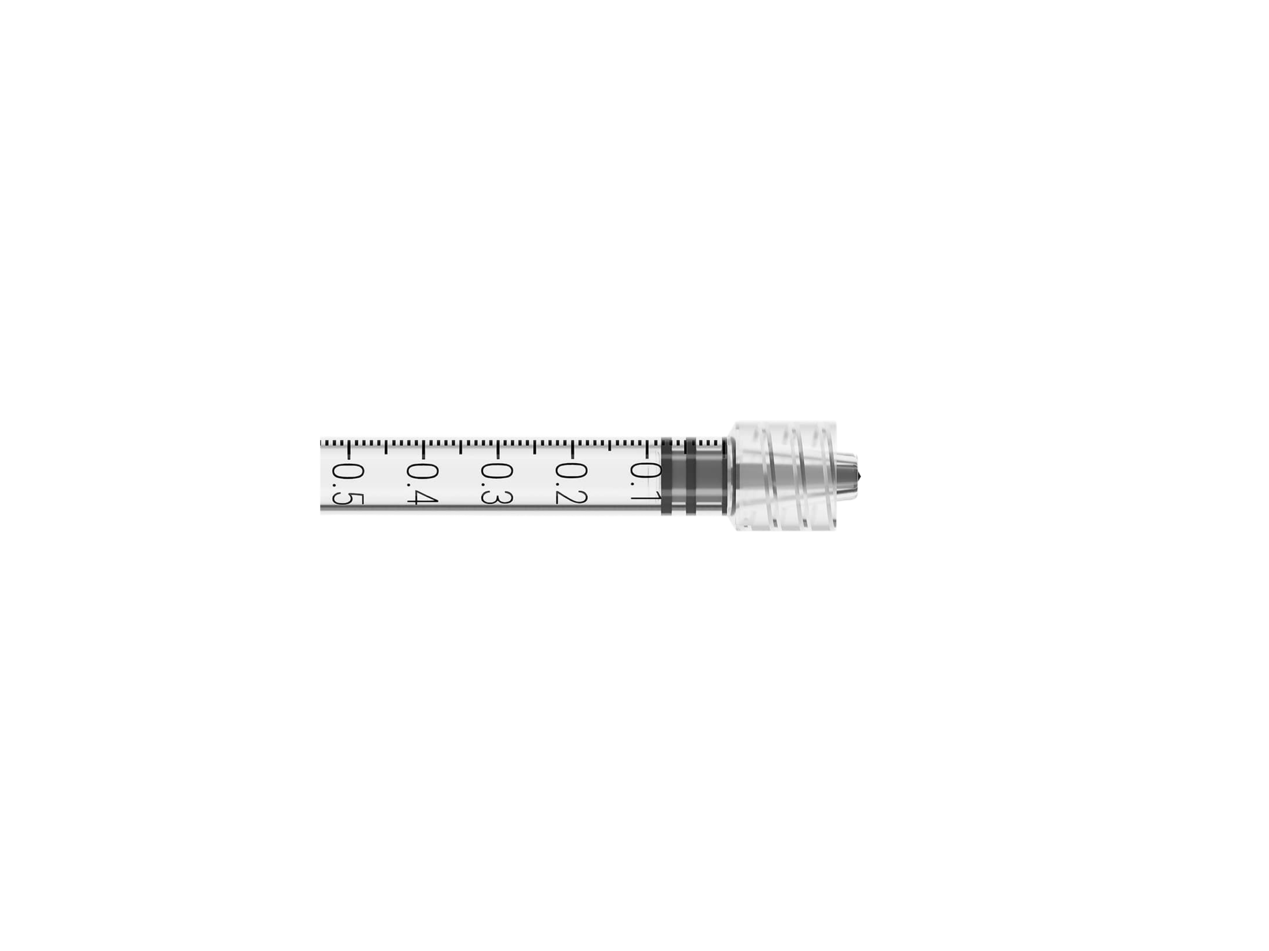 Close-up of Exactec 1ml low dead space plunger tip that minimises medication waste
