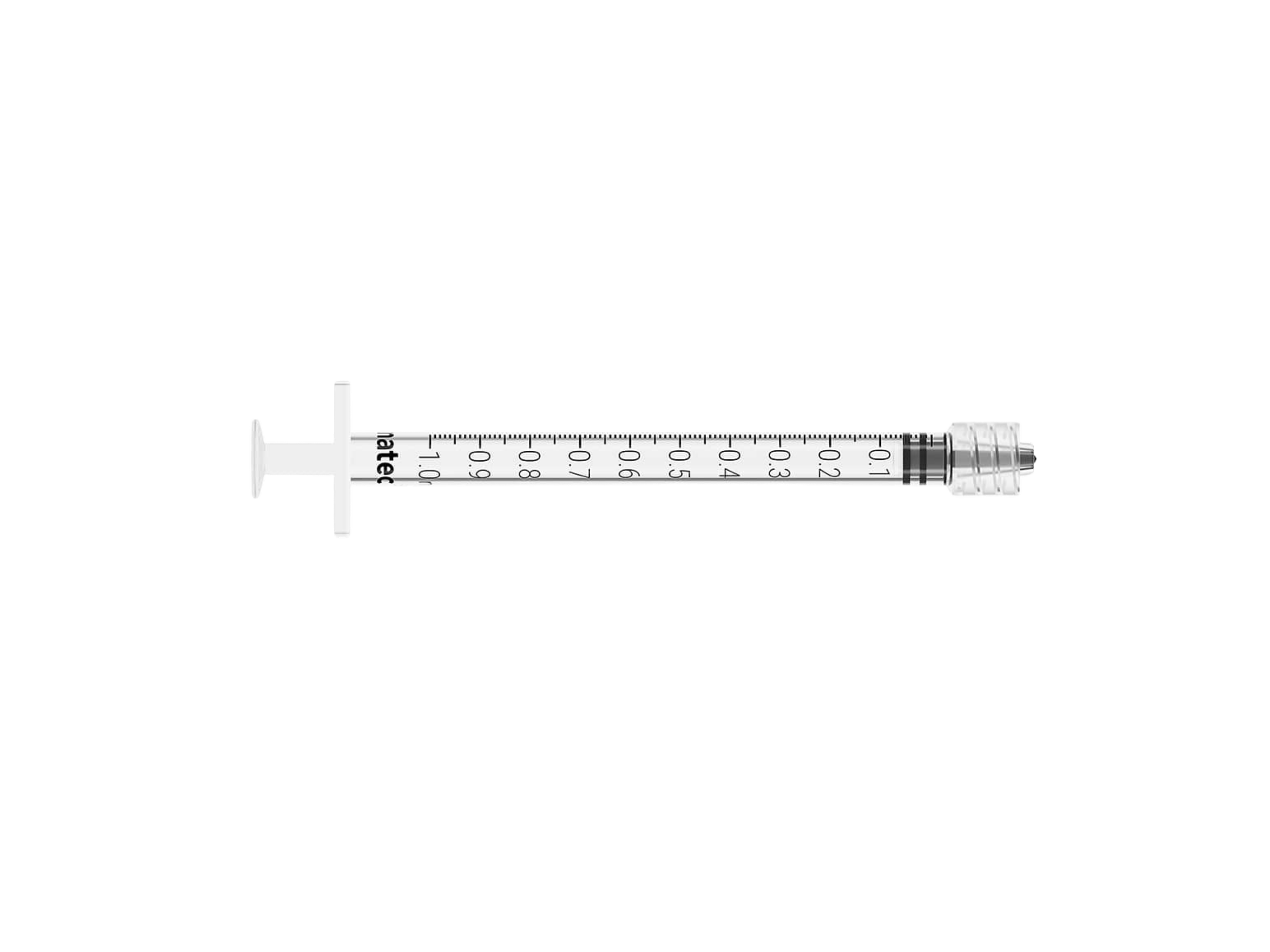 Exactec 1ml Low Dead Space syringe with secure Luer Lock tip for safe needle attachment
