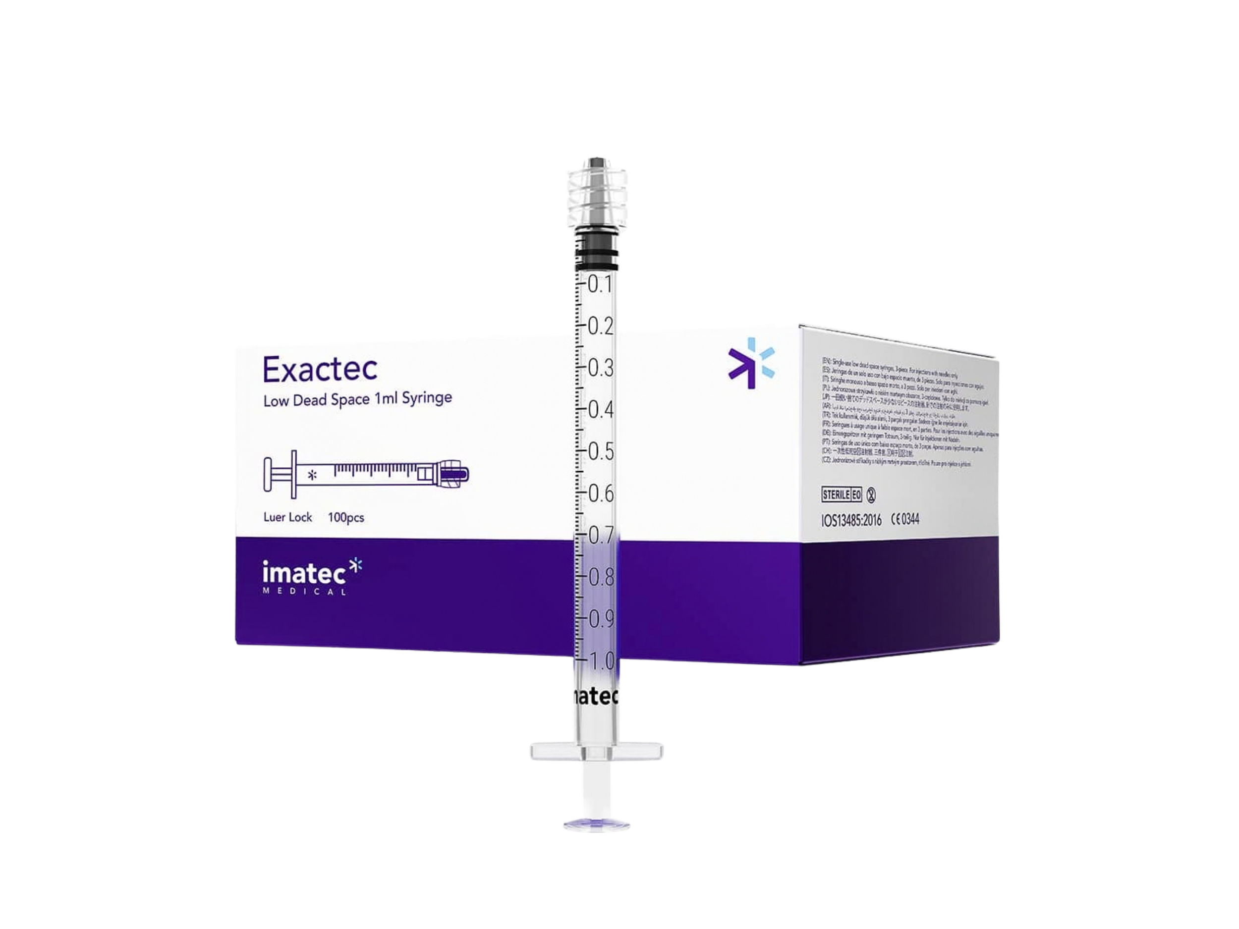 Exactec 1ml Low Dead Space Luer Lock Syringes box of 100 – zero waste design