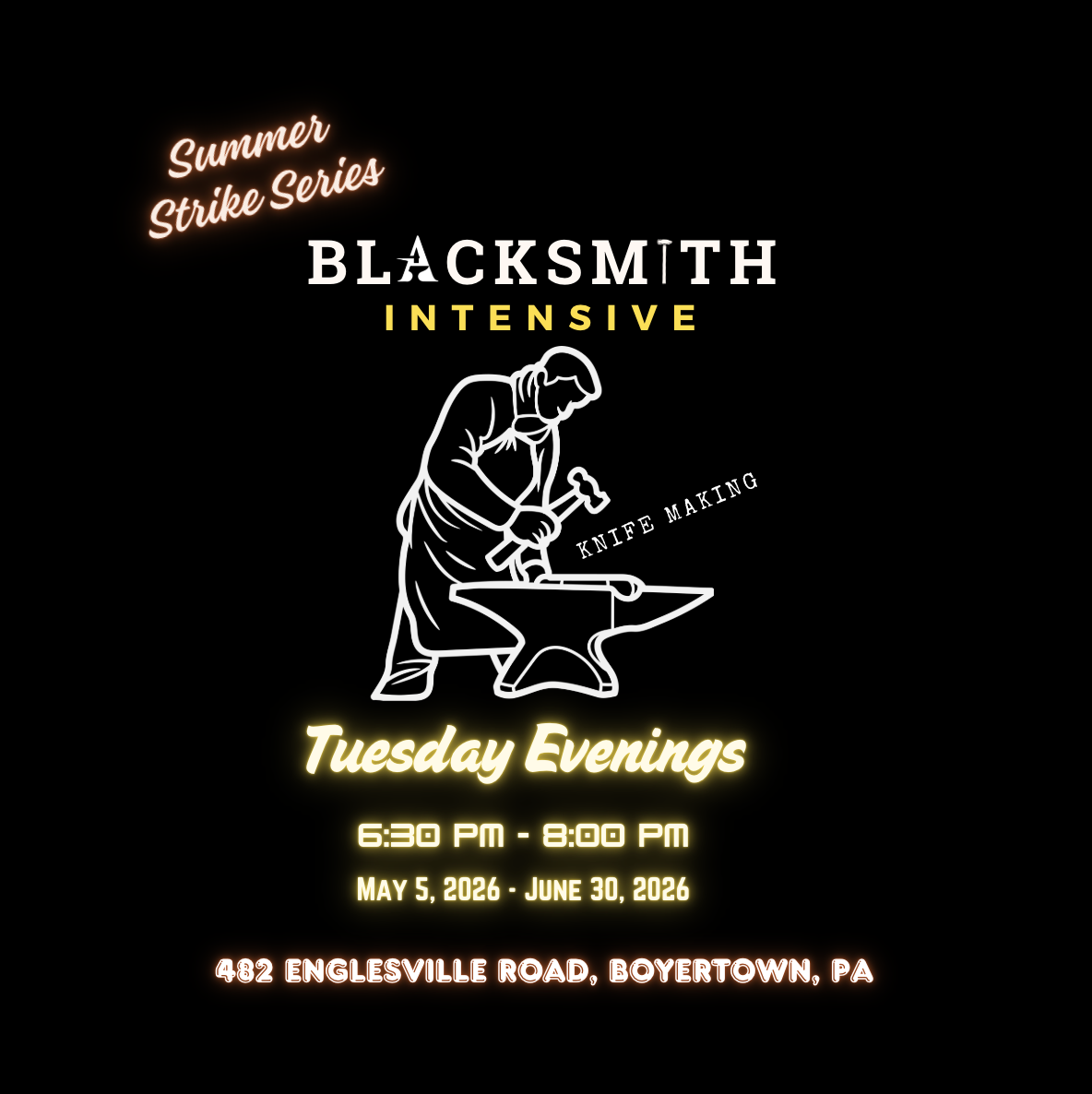 Knife-Making (Levels 1-3 + LEVEL 4) || Tuesday Evenings || 6:30pm-8:00pm