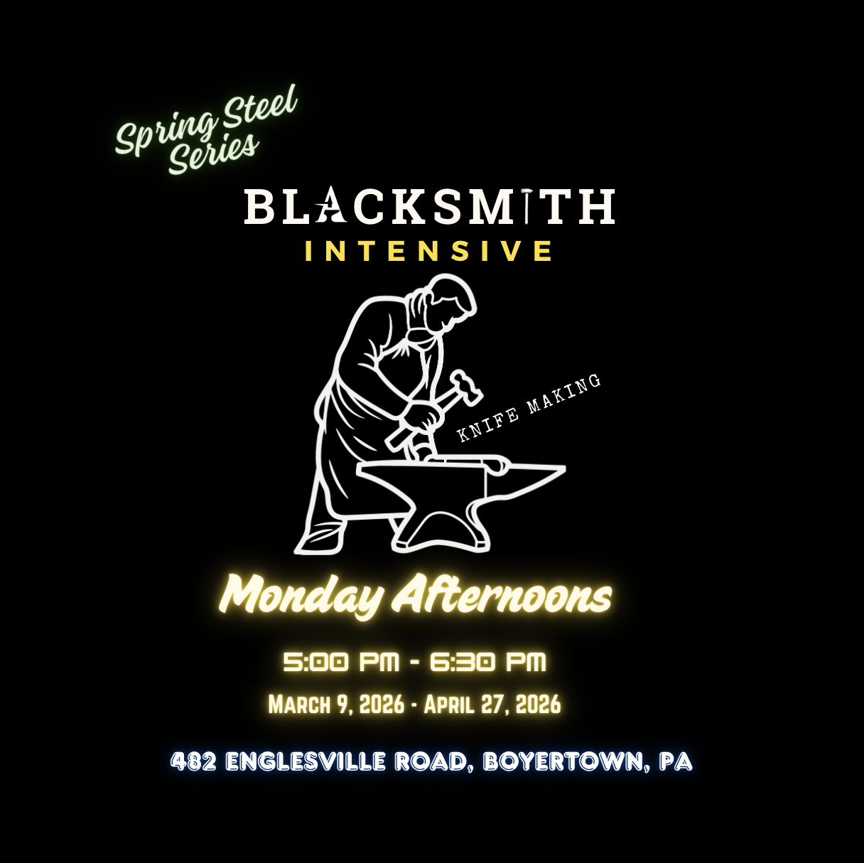 Knife-Making (Level 1, 2, 3) || Monday Afternoons || 5:00pm-6:30pm