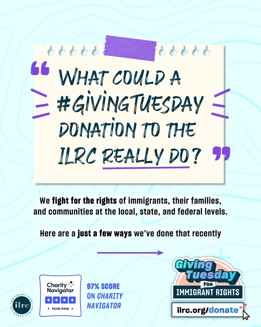DID YOU KNOW? 💡

The scope of the ILRC&rsquo;s work ranges from community-based initiatives to federal-level advocacy. With attacks on immigrant rights on the rise, we continue to work at all levels to ensure immigrants, their families, and their co