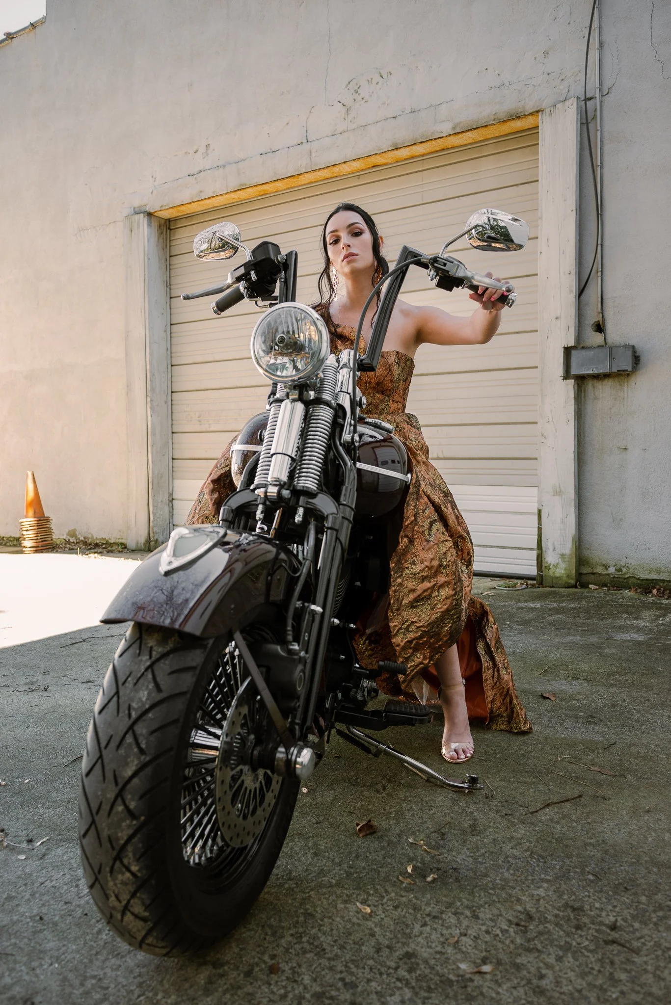 Fashion Motorcycle Editorial Model Raleigh