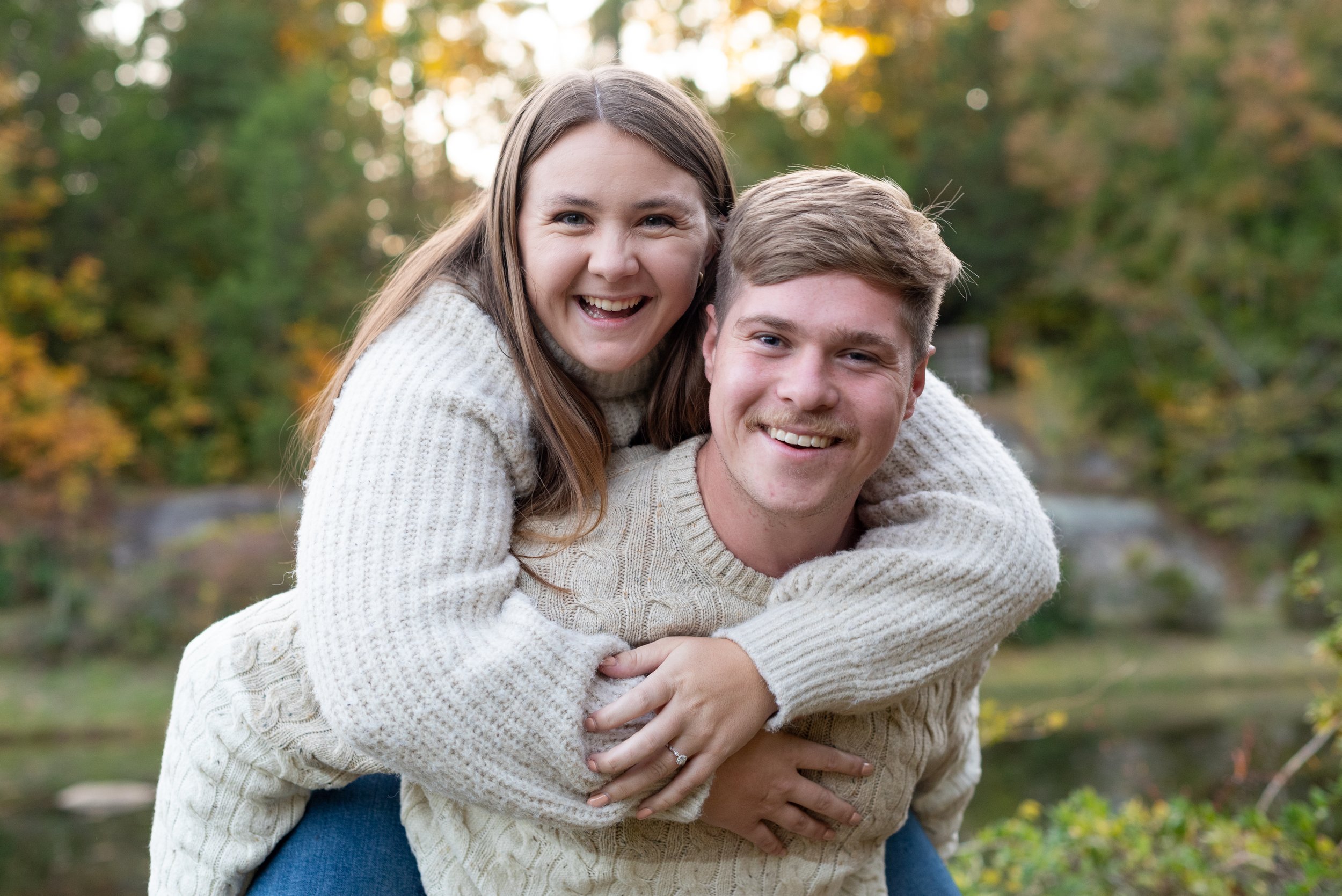 Engagement photoshoot at De Hart Botanical gardens in Louisburg NC