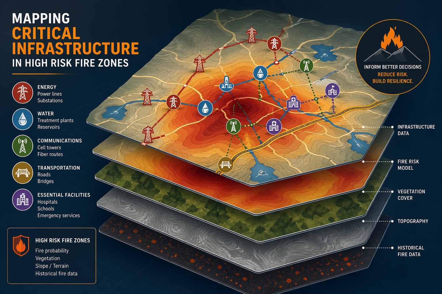 Map Critical Infrastructure and High Fire Risk Residential Areas for Vegetation Management &amp; Targeted Education