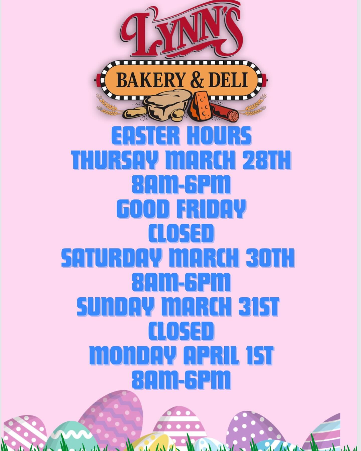 Here are our Easter weekend hours. We will be closed Good Friday and Easter Sunday. We would like to wish everyone a safe and hoppy Easter weekend. See you soon!