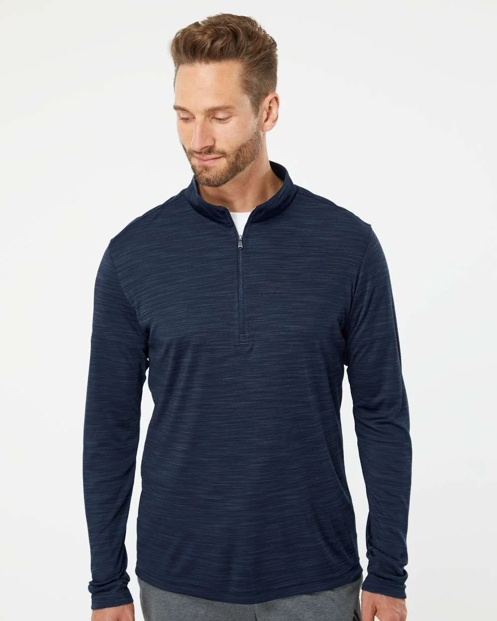 Adidas 00753 Men's Lightweight Mélange Quarter-Zip Pullover