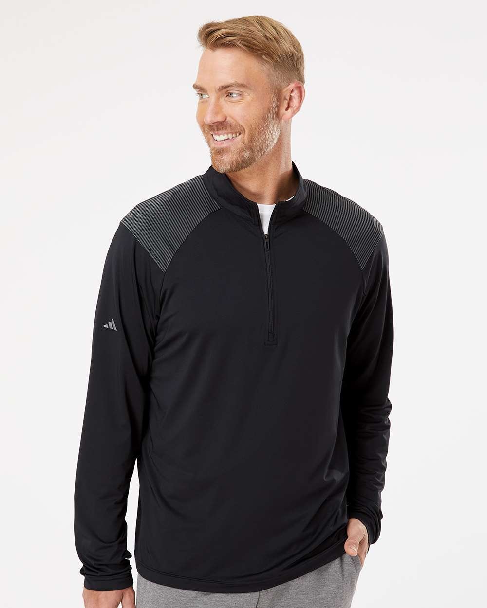 Adidas 05853 Men's Ultimate365 Lightweight Shoulder Stripe Quarter-Zip Pullover