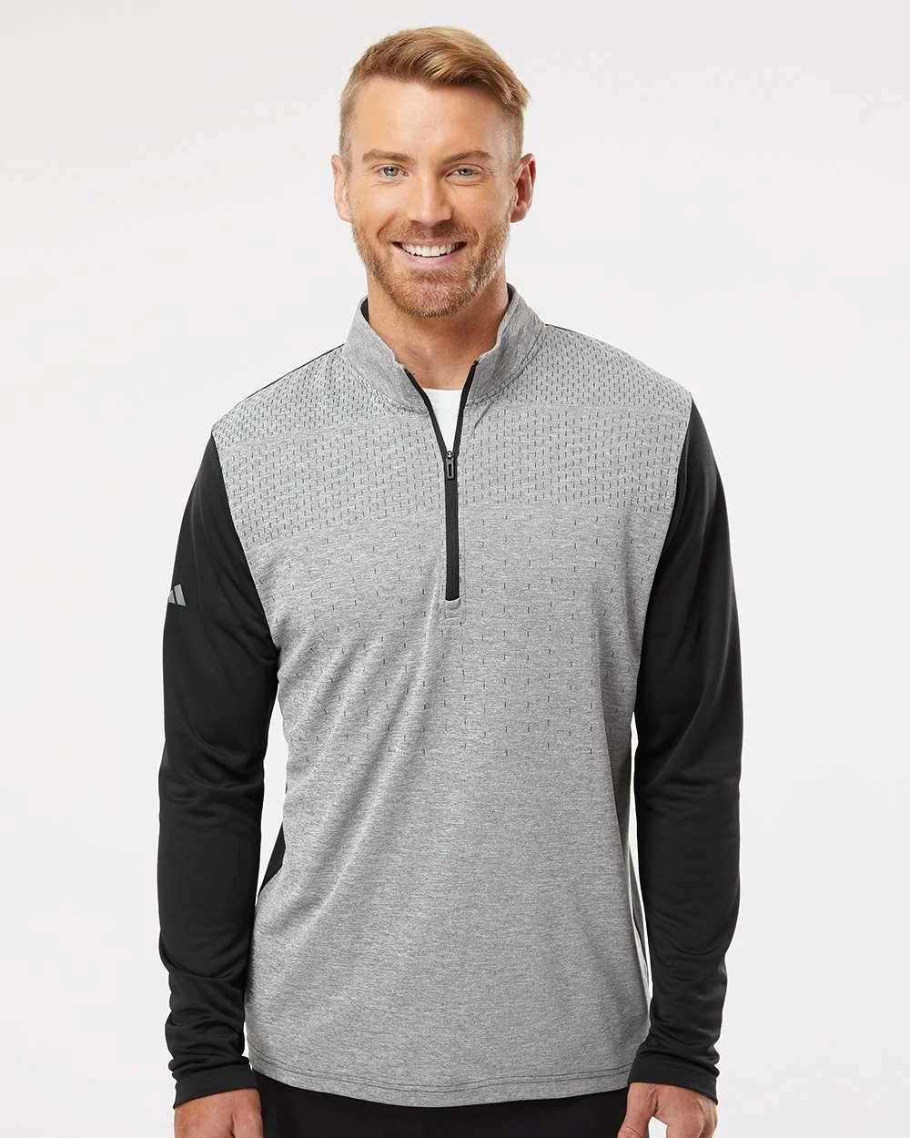Adidas 06053 Men's Ultimate365 Heather Block Print Quarter-Zip Pullover