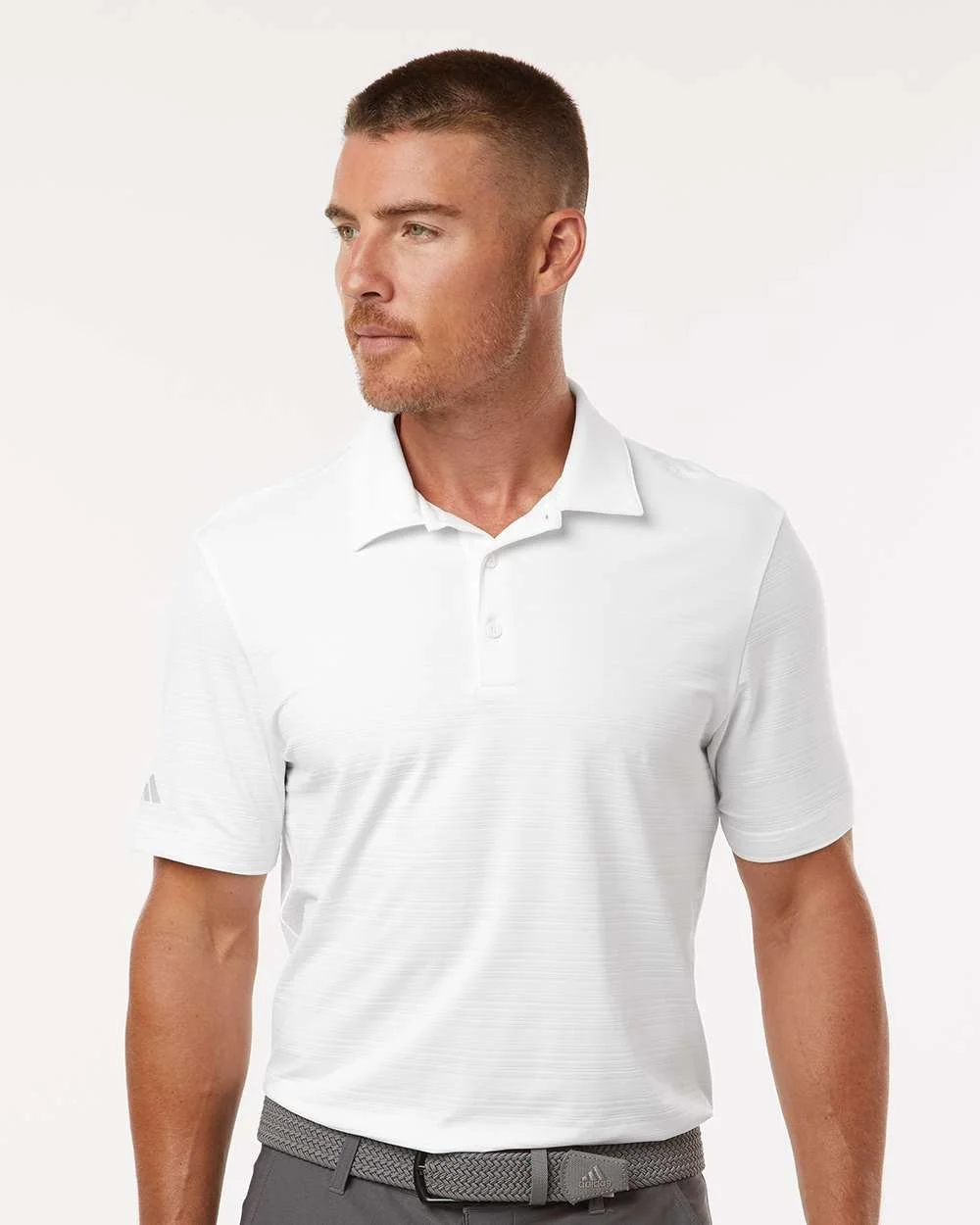 Adidas 10453 Men's Textured Stripe Polo