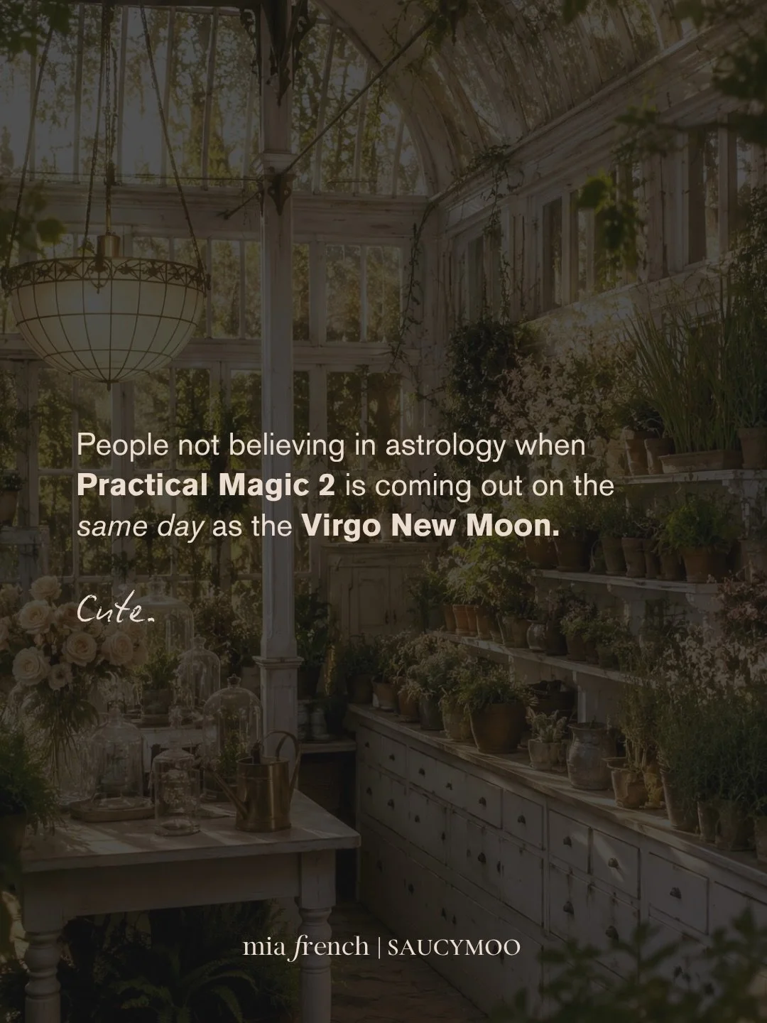 Practical Magic 2 🤝 Virgo New Moon 🪄🔮🧙🏼&zwj;♀️

And people still don&rsquo;t believe in astrology (or magic) 🙄

PS: Gen Xers - we are now the same age as the Aunts in the OG Practical Magic 🤯

Let&rsquo;s start a coven 🔮🧙&zwj;♀️✨

#practical