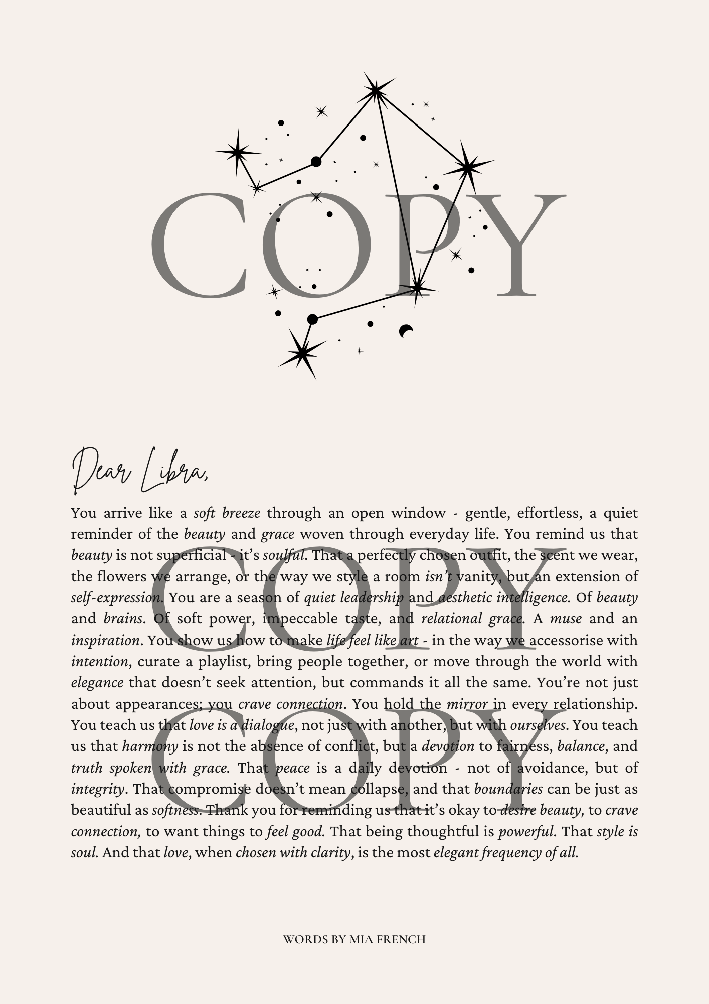 Dear Libra ~ Design 1