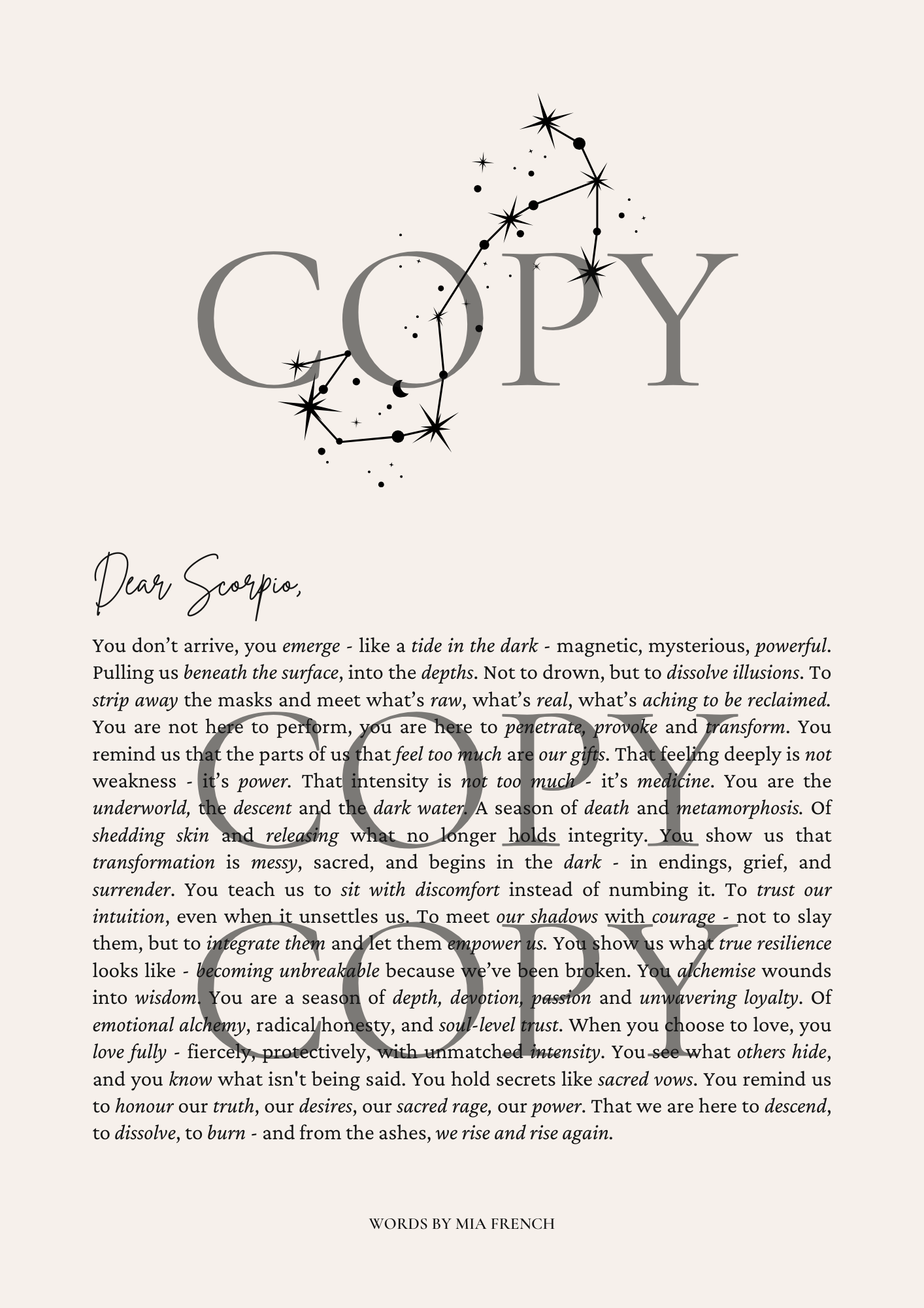 Dear Scorpio ~ Design 1