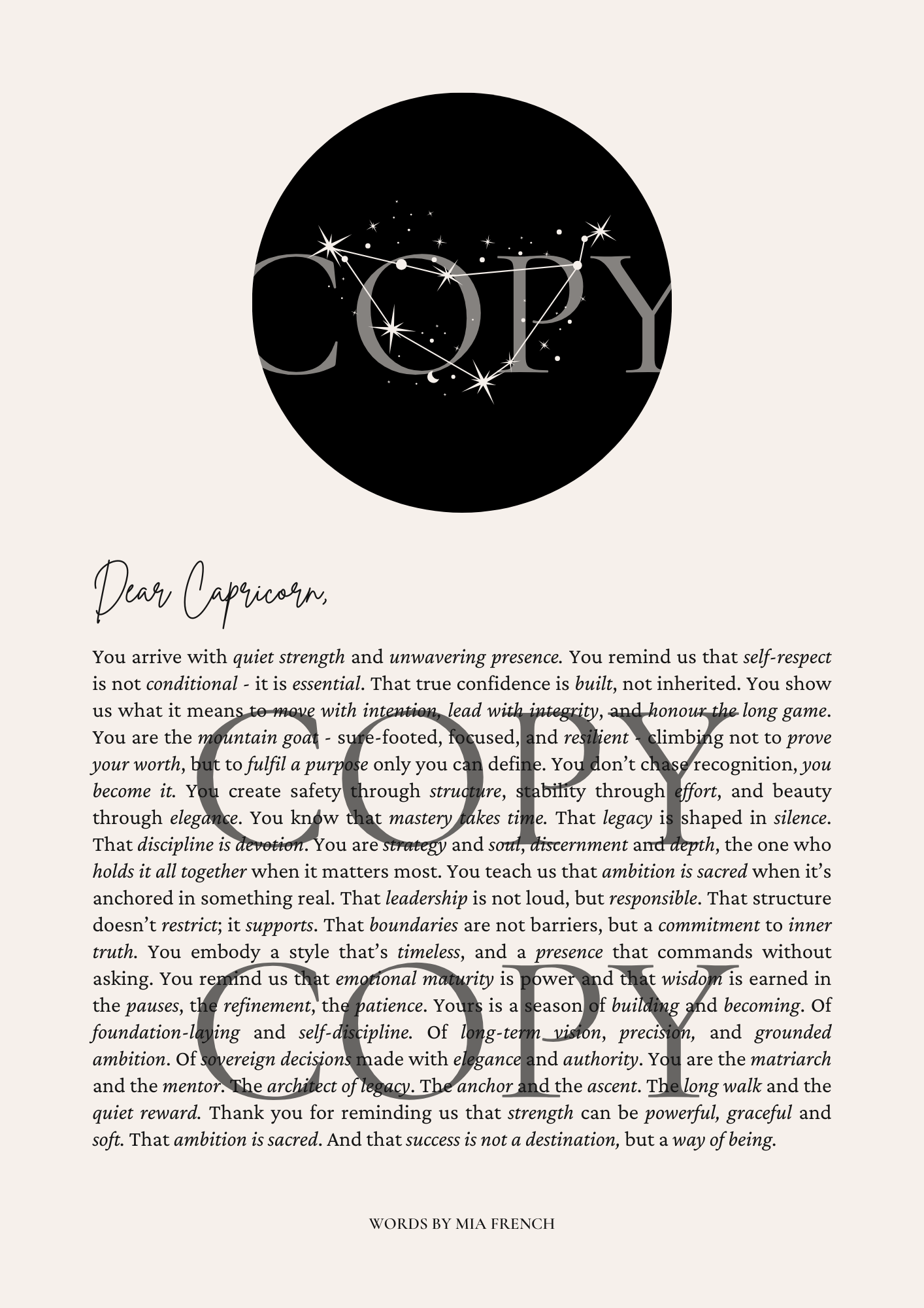 Dear Capricorn ~ Design 2