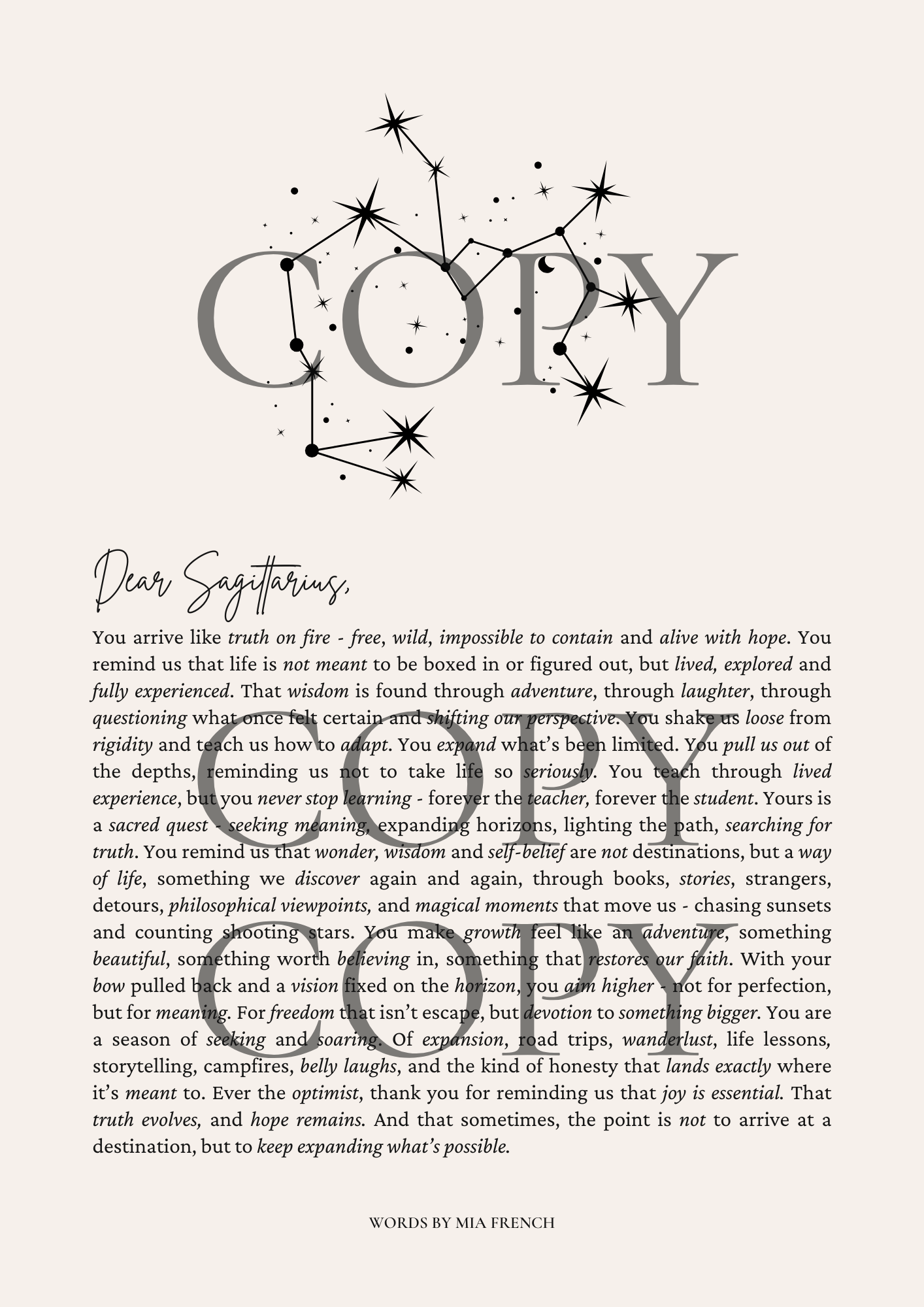 Dear Sagittarius ~ Design 1